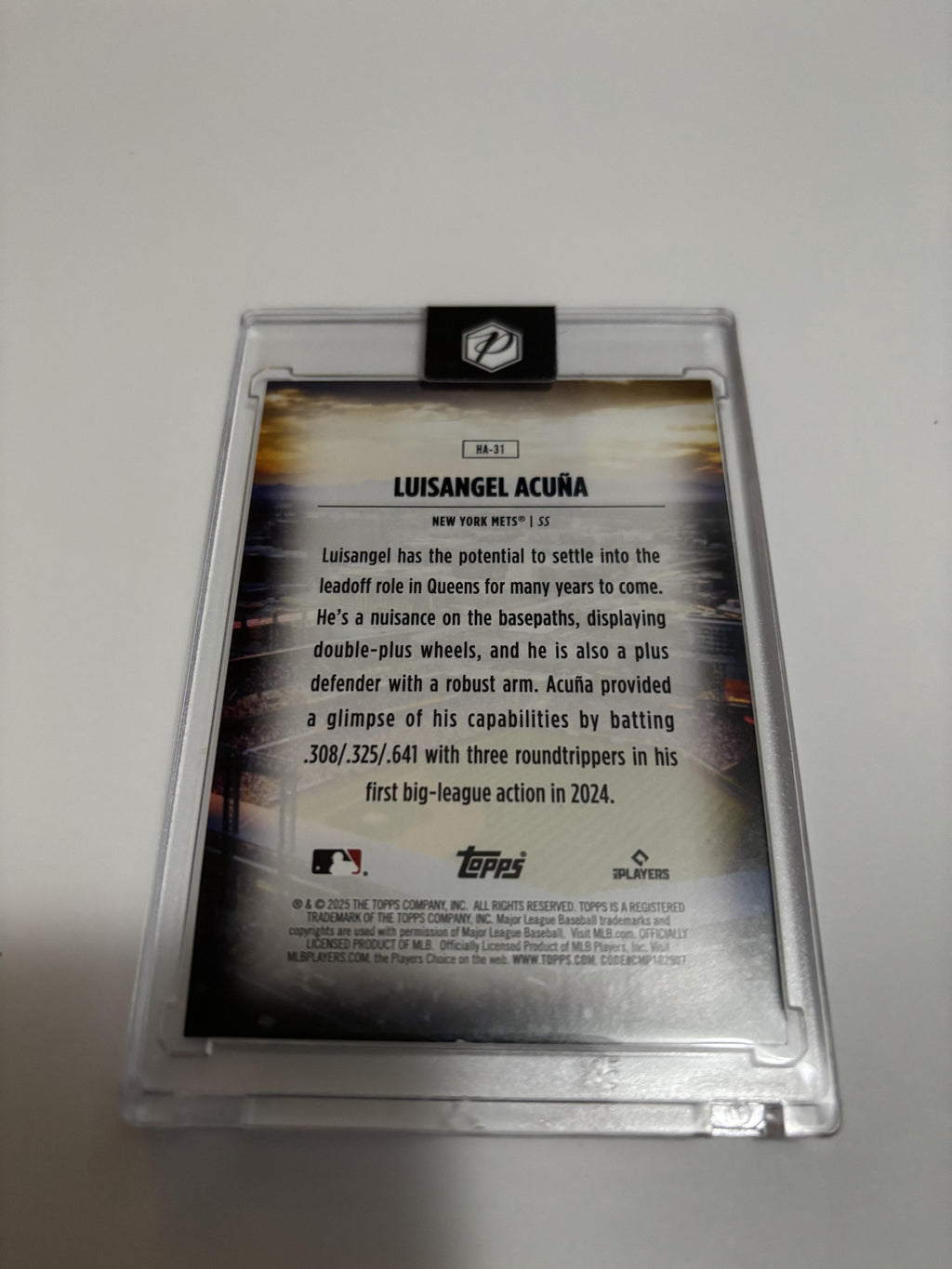 2025 Topps Series 1 Luisangel Acuna Home Field Advantage HFA Case Hit SSP RC