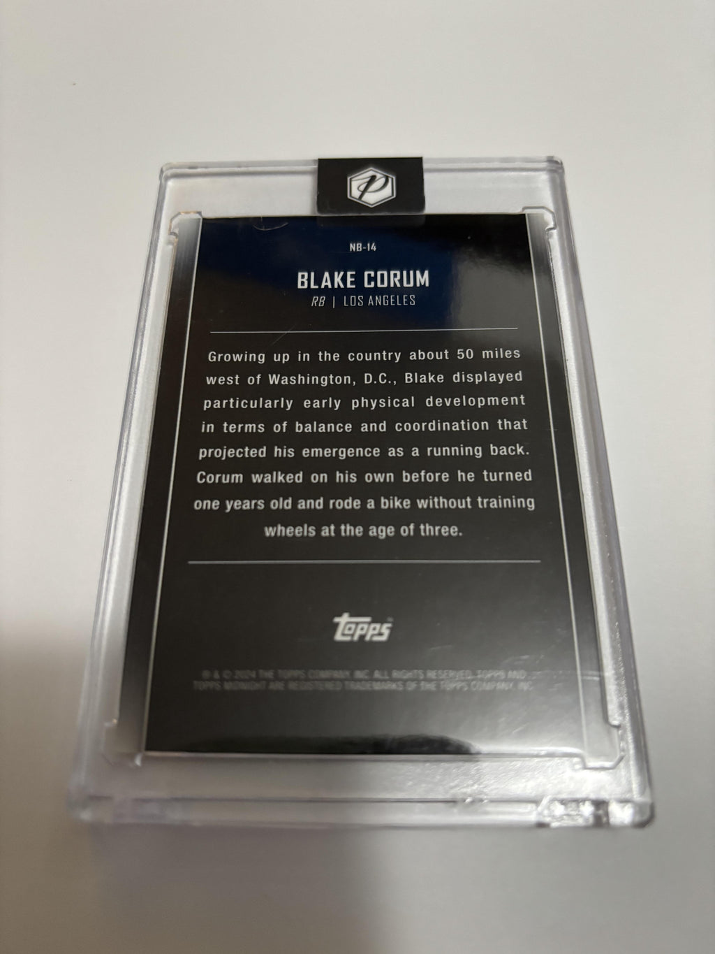 2024 Topps Midnight Nightball Blake Corum Dusk Parallel /75 RC Insert #NB-14