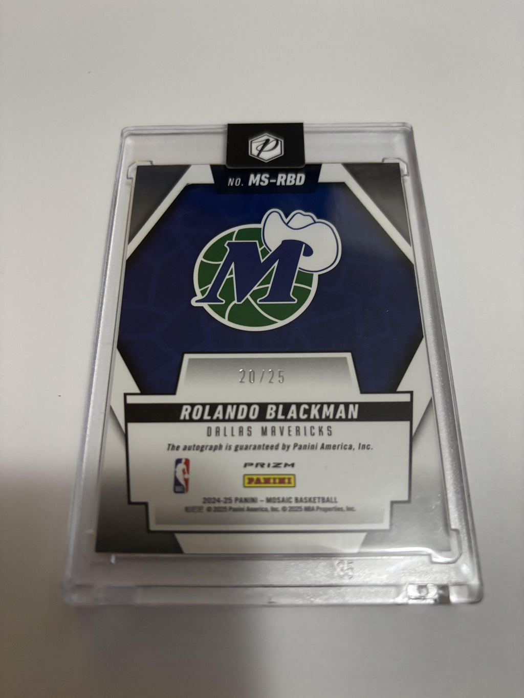 2024-25 Panini Mosaic Rolando Blackman Scripts Auto Orange Fluorescent /25 Mavs