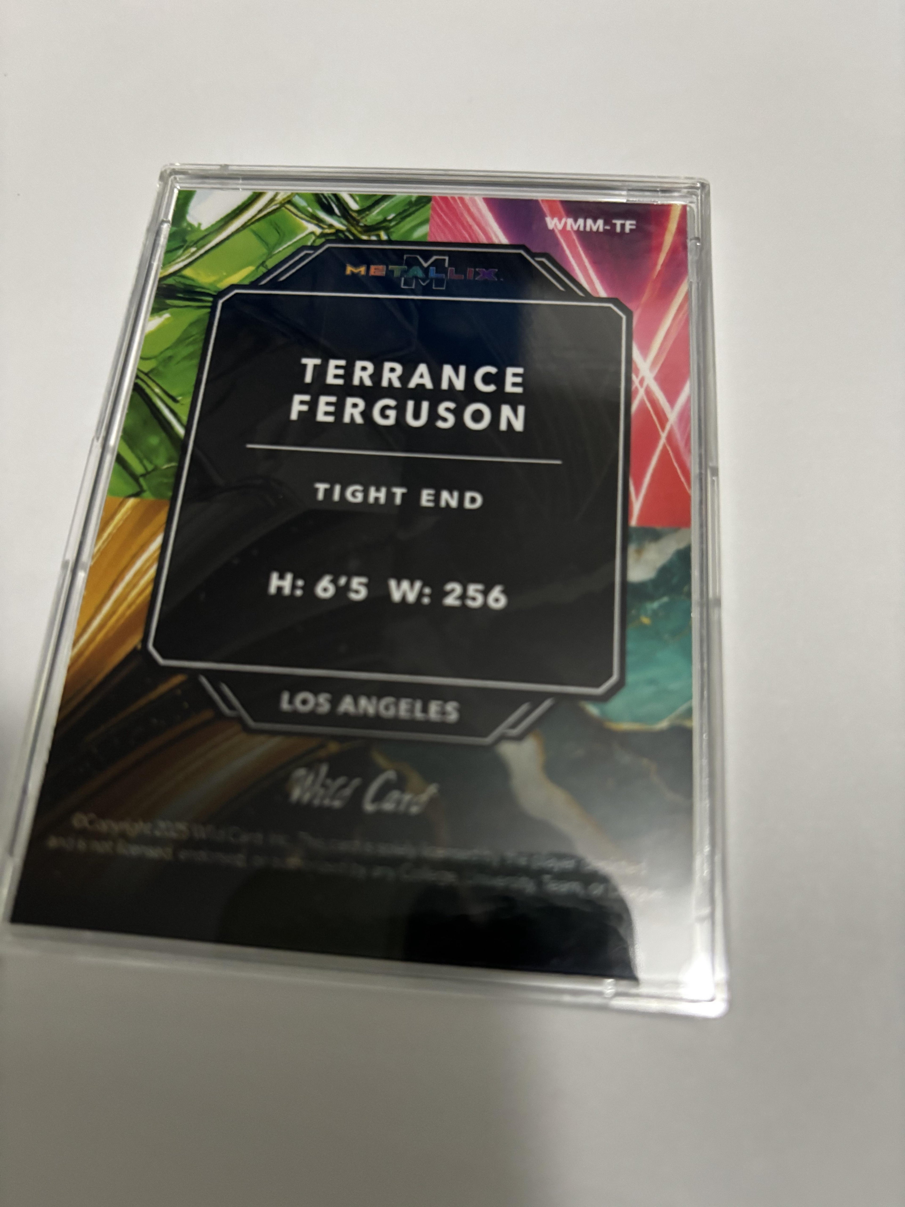 2025 Wild Card Metallix Terrance Ferguson /8 Blue Shimmer RC Oregon Tight End