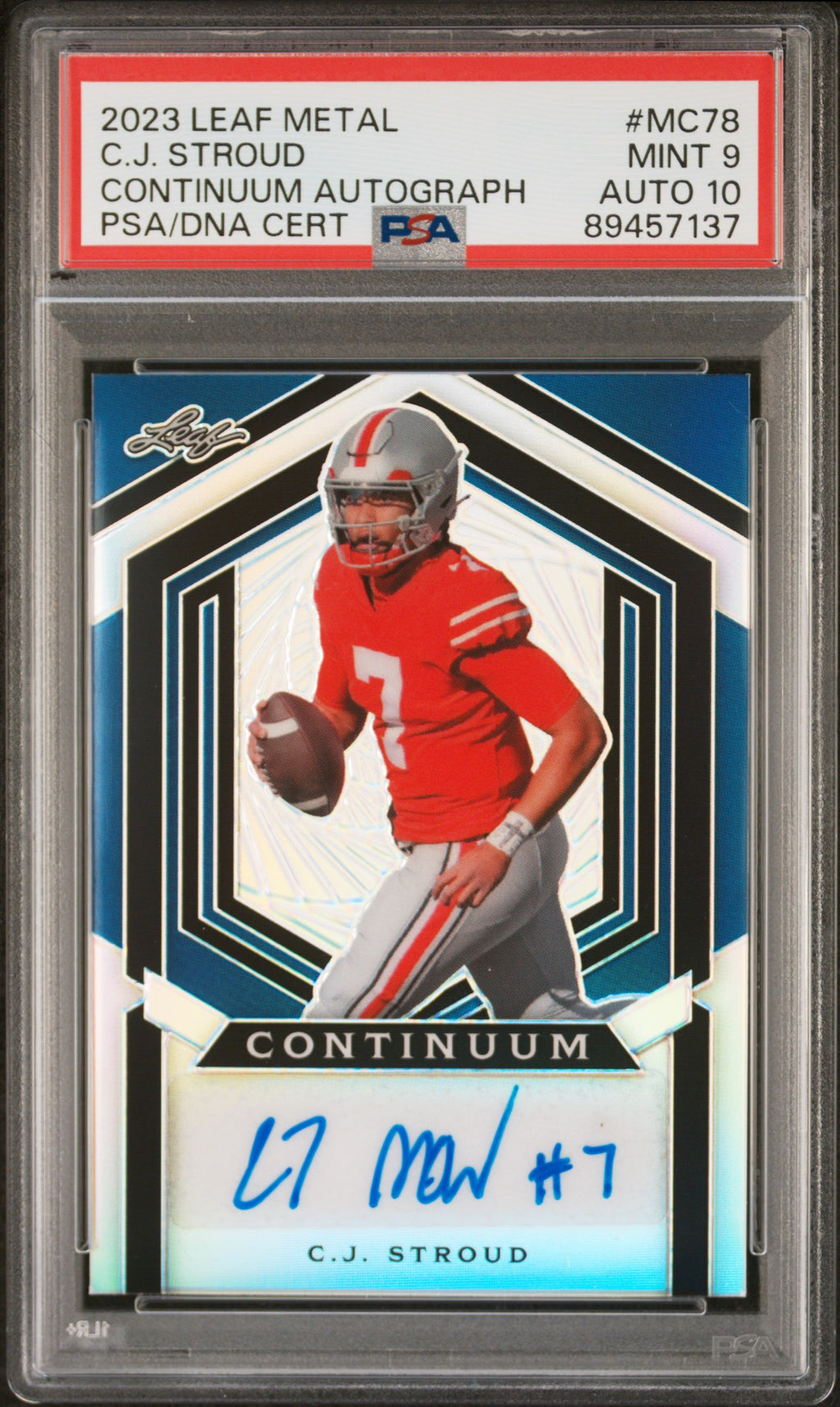 2023 Leaf Metal C.J. Stroud Continuum Auto /59 PSA 9 Mint 10 Auto RC Ohio State
