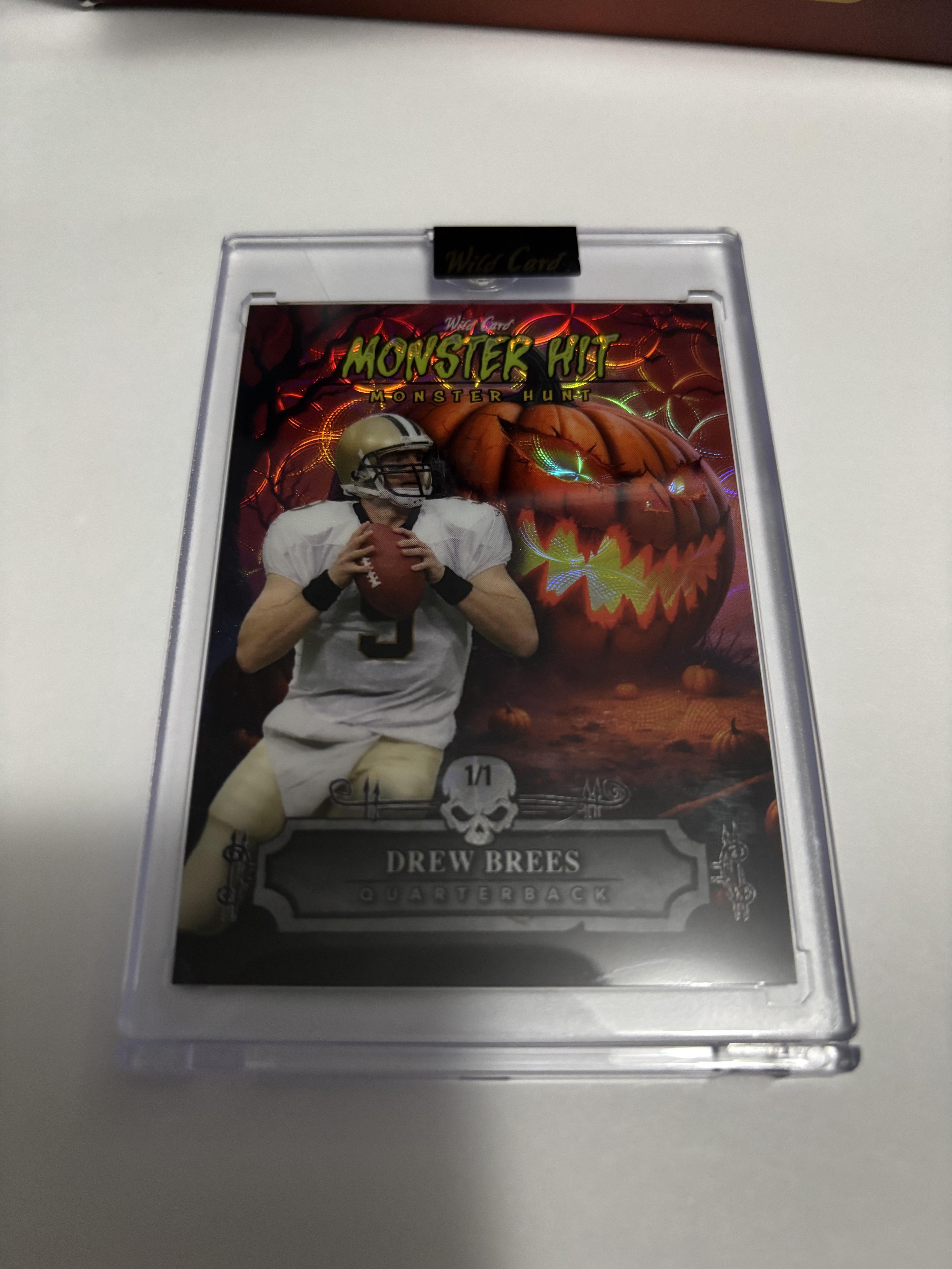 2025 Wild Card Haunted Hits Monster Hunt Drew Brees Monster Hit Pumpkin 1/1 SSP