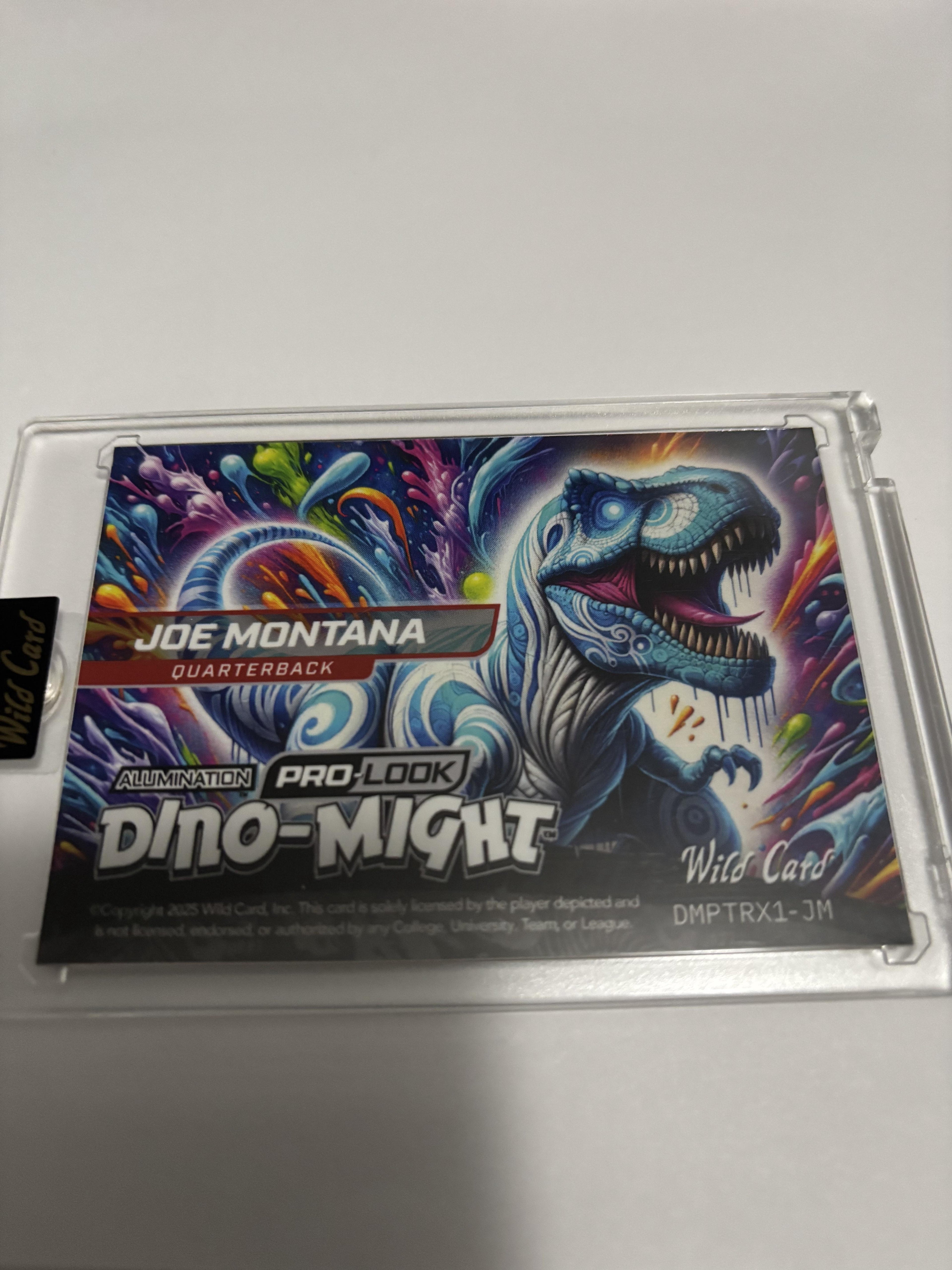 2025 Wild Card Alumination Dino-Might Joe Montana T-Rex /7 SSP Rare Pro-Look