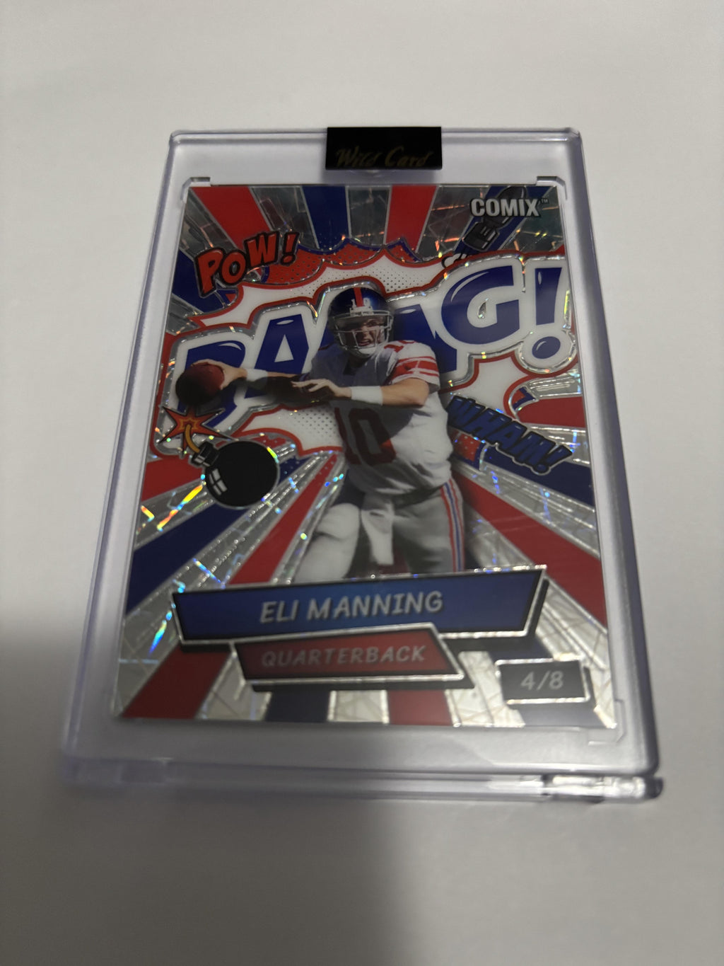 2025 Wild Card Alumination Comix "Pow! Bang!" Eli Manning Silver Prism /8 SP NY