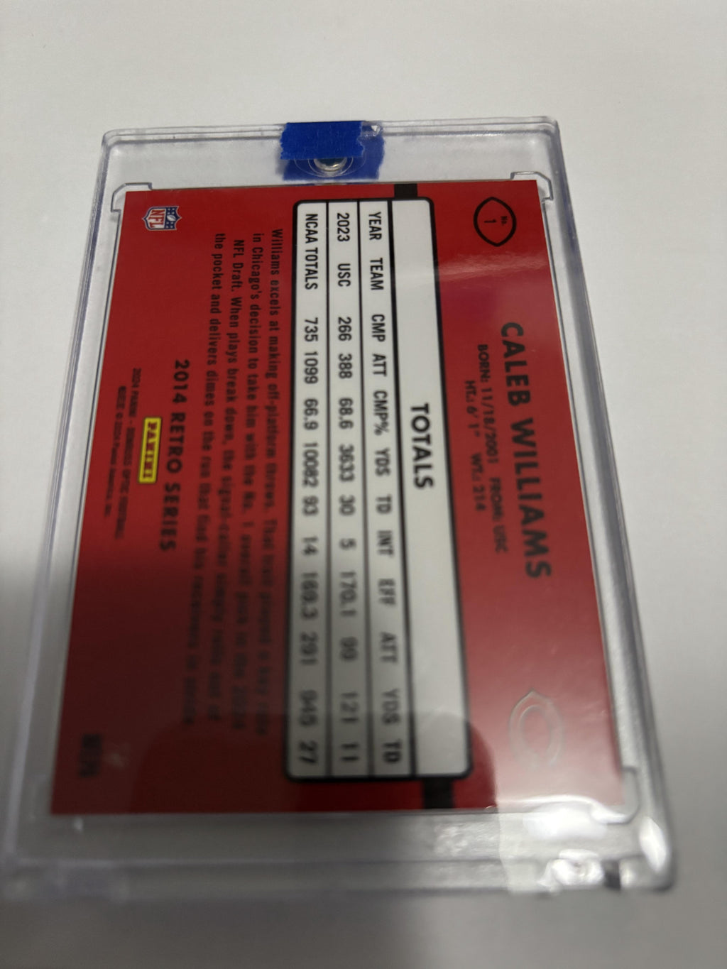 2024 Panini Donruss Optic Caleb Williams 2014 Retro Rated Rookie RC Bears #1