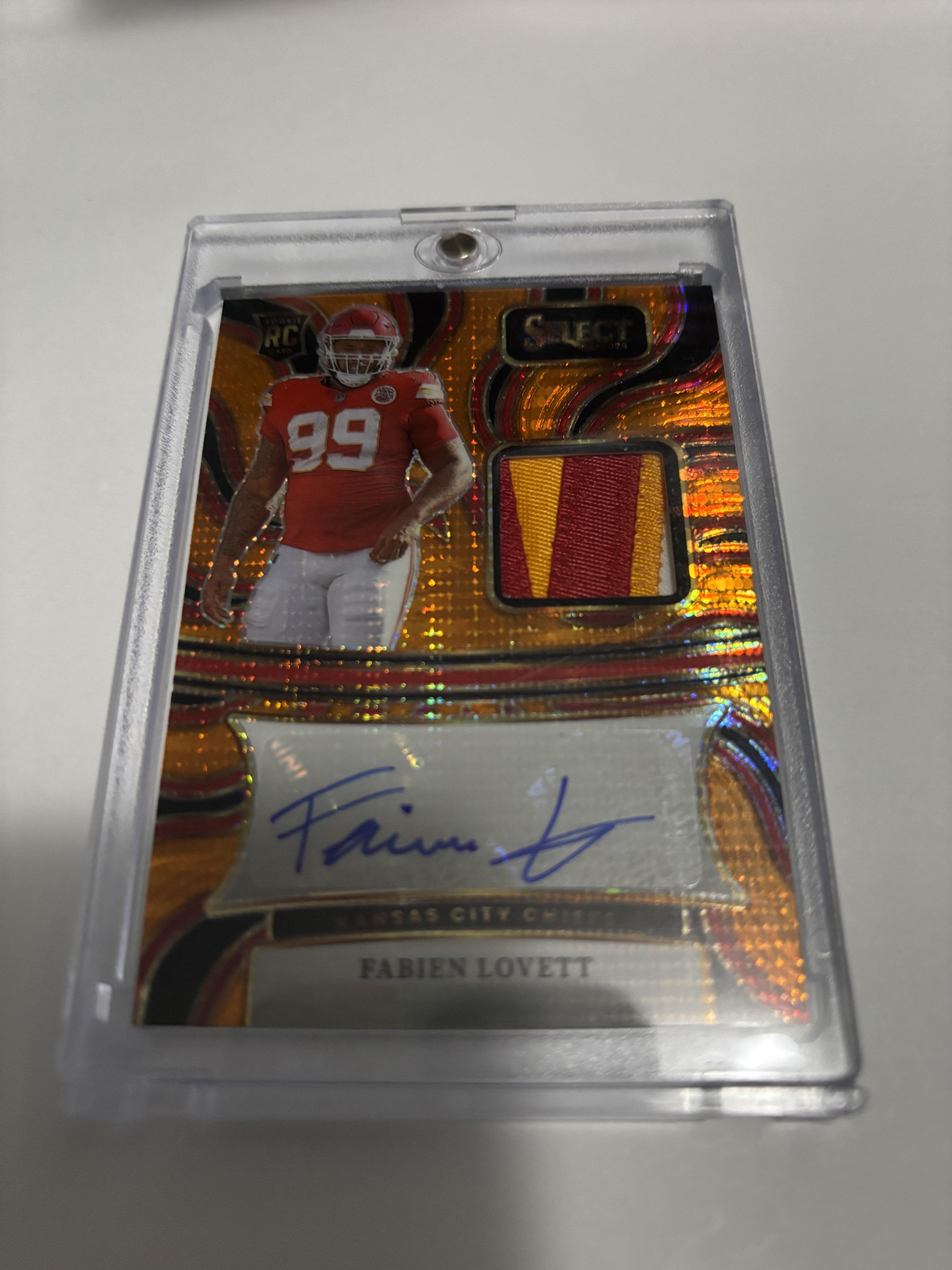 2024 Panini Select Fabien Lovett RPA Rookie Patch Auto /35 Tie-Dye Chiefs RC