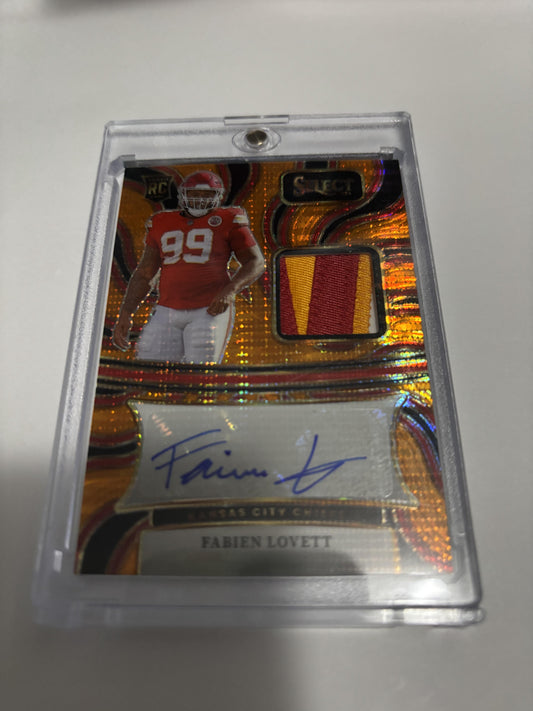 2024 Panini Select Fabien Lovett RPA Rookie Patch Auto /35 Tie-Dye Chiefs RC