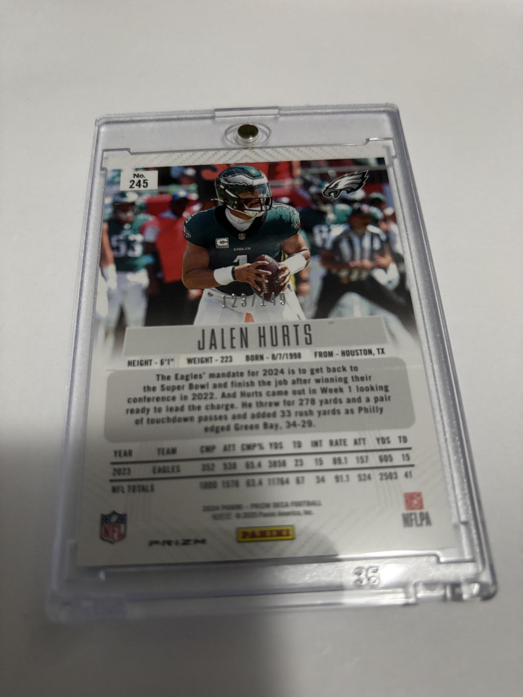 2024 Panini Prizm Deca JALEN HURTS Blue Prizm /149 Eagles QB Rare Parallel