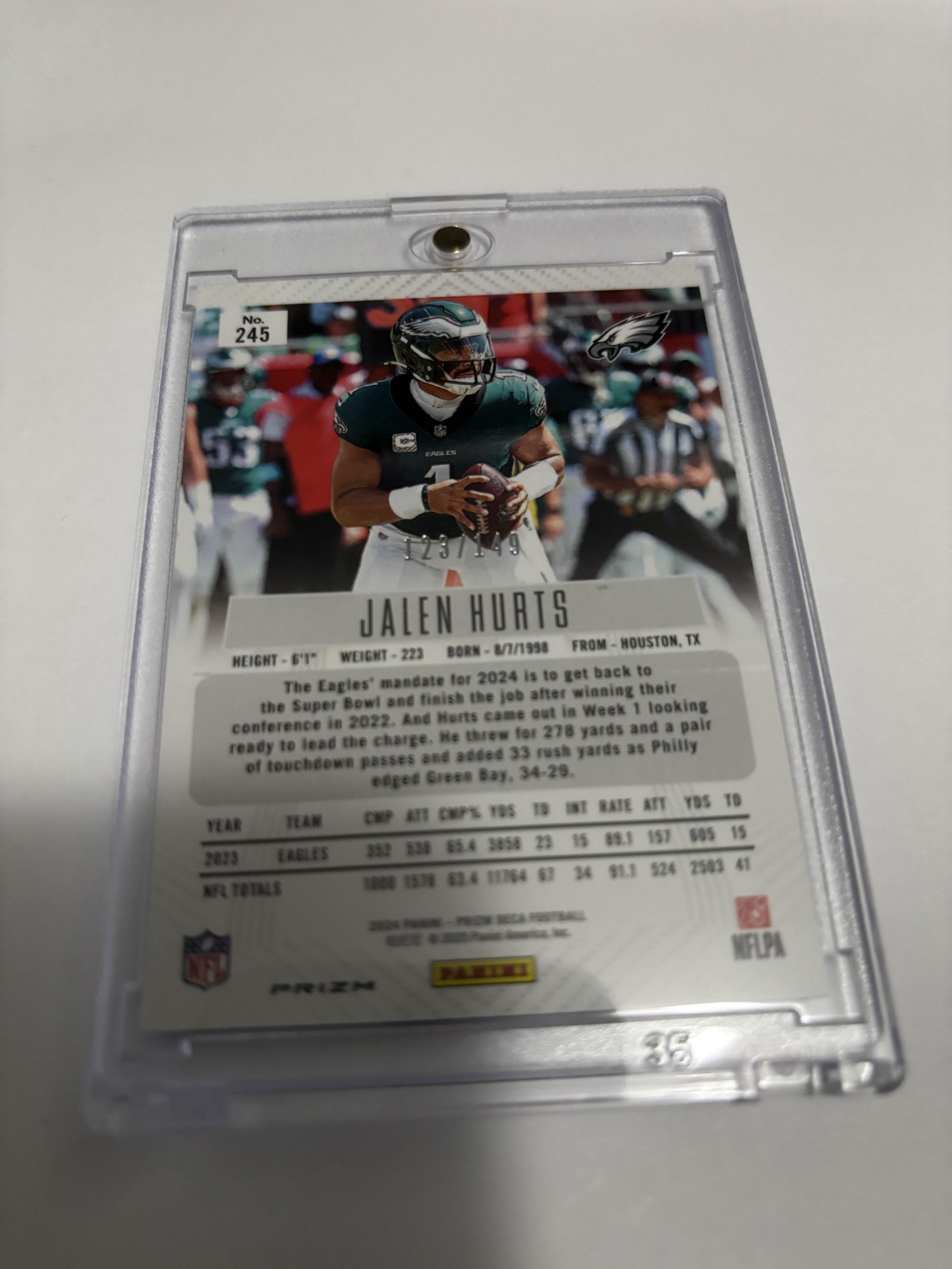 2024 Panini Prizm Deca JALEN HURTS Blue Prizm /149 Eagles QB Rare Parallel