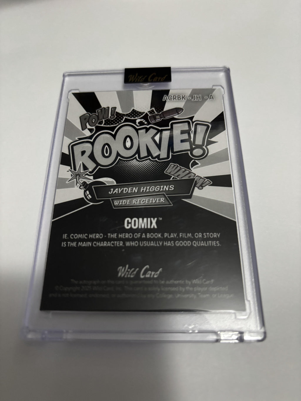 2025 Wild Card Comix JAYDEN HIGGINS Rookie Auto /2 Silver Star Holo RC WR