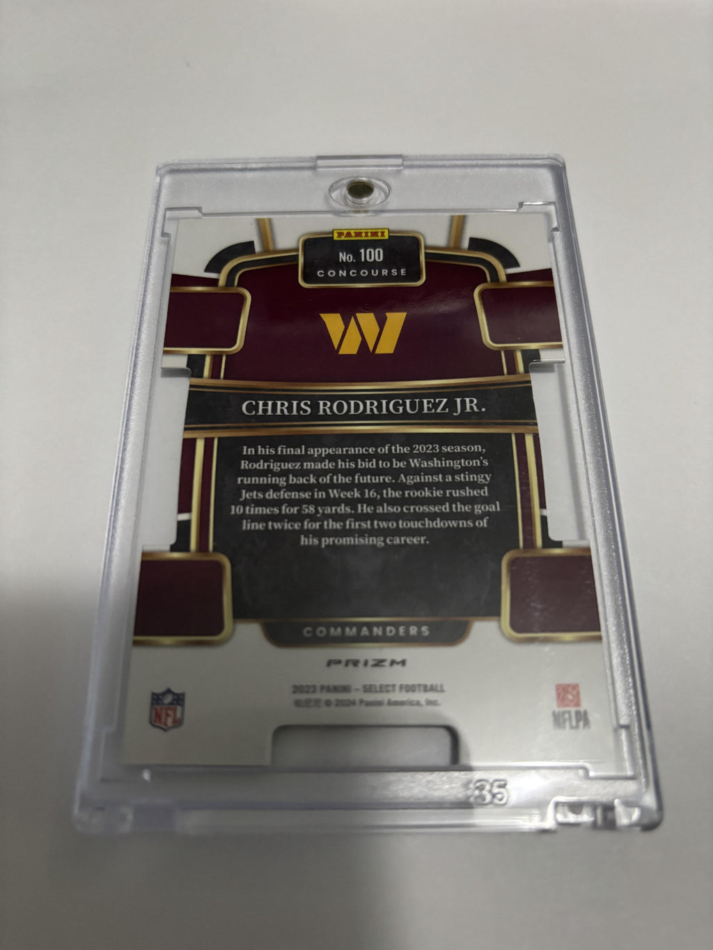 2023 Panini Select CHRIS RODRIGUEZ JR Zebra Prizm SSP Case Hit RC Commanders