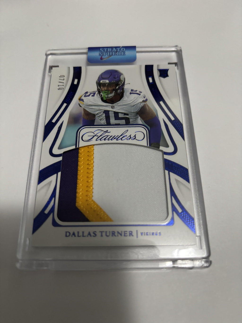 2024 Panini Flawless Dallas Turner Rookie Patch Gold /10 Vikings RC Low Pop SSP