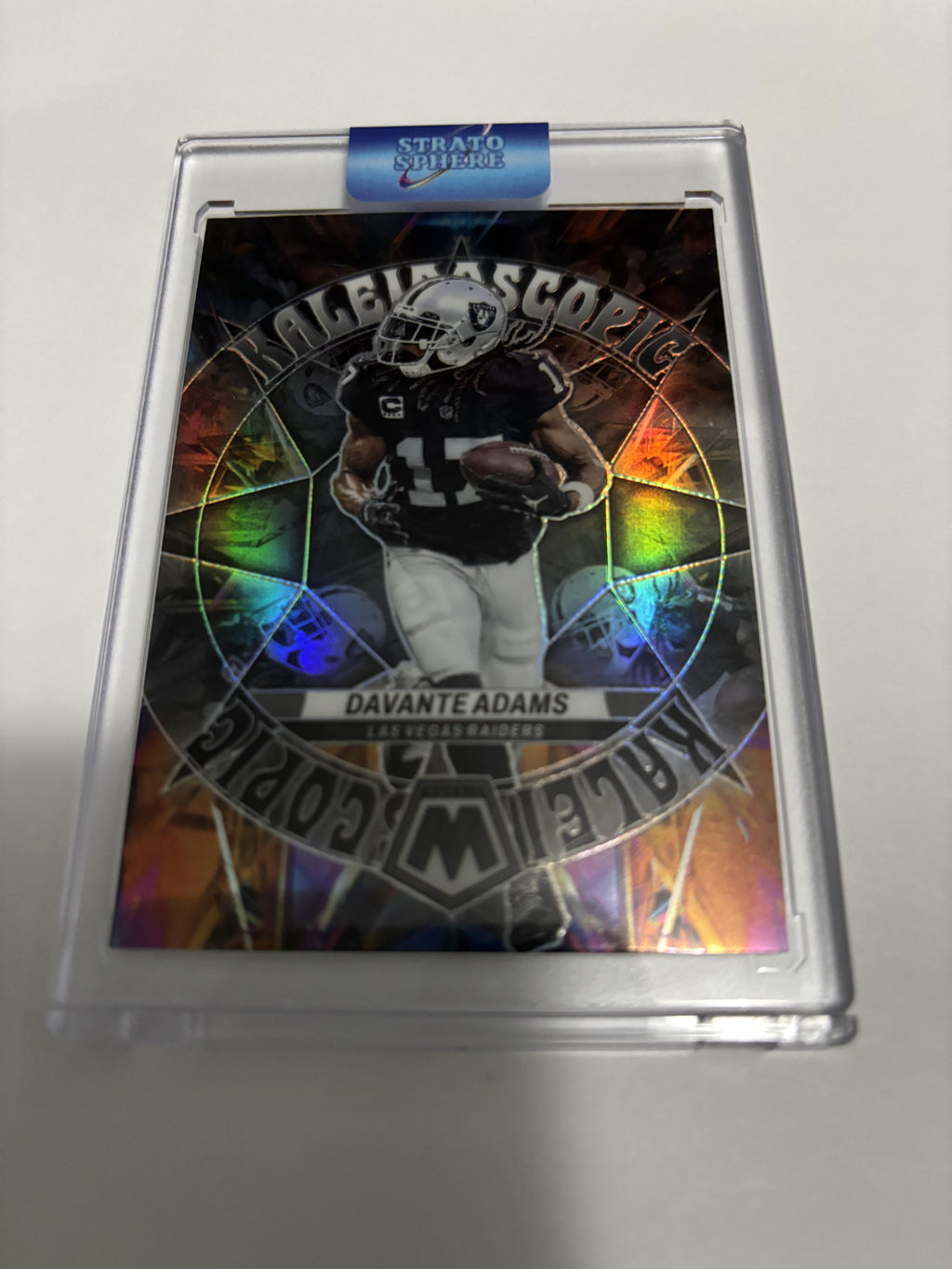 2023 Panini Mosaic Davante Adams Kaleidoscopic Insert Raiders Silver Prizm Shiny
