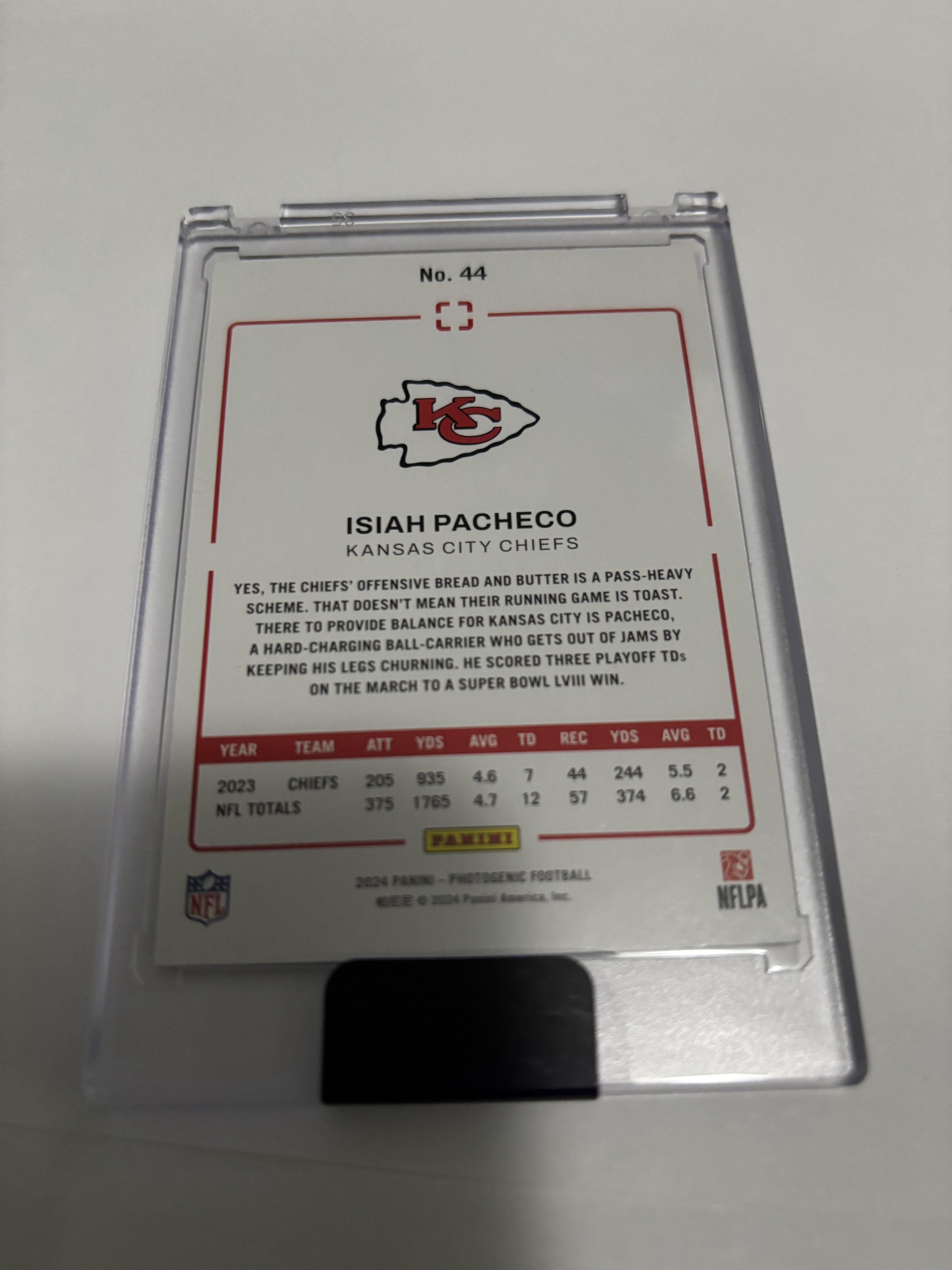 2024 Panini Photogenic Isiah Pacheco Blue /99 Chiefs SP Parallel Super Bowl