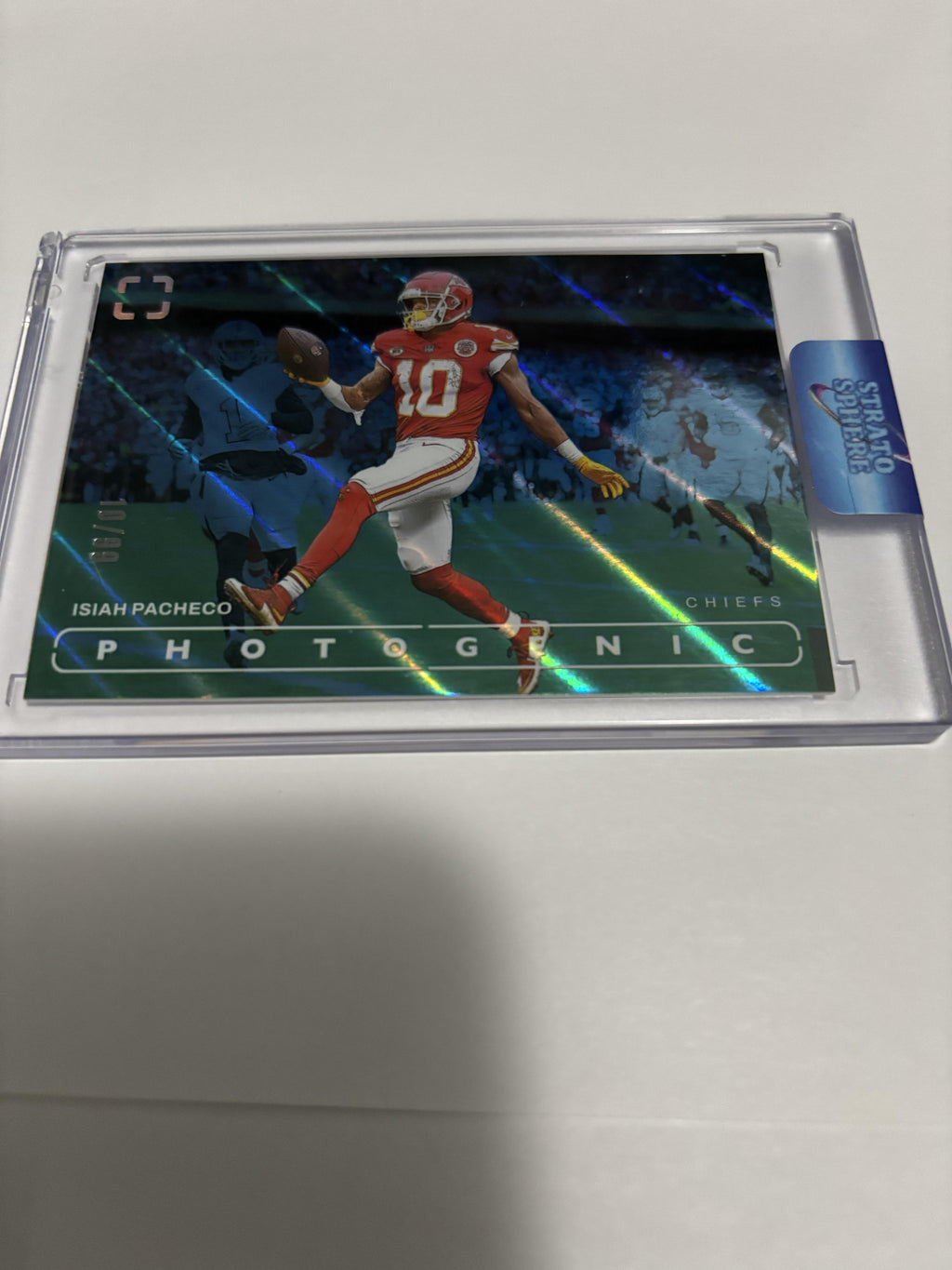 2024 Panini Photogenic Isiah Pacheco Blue /99 Chiefs SP Parallel Super Bowl