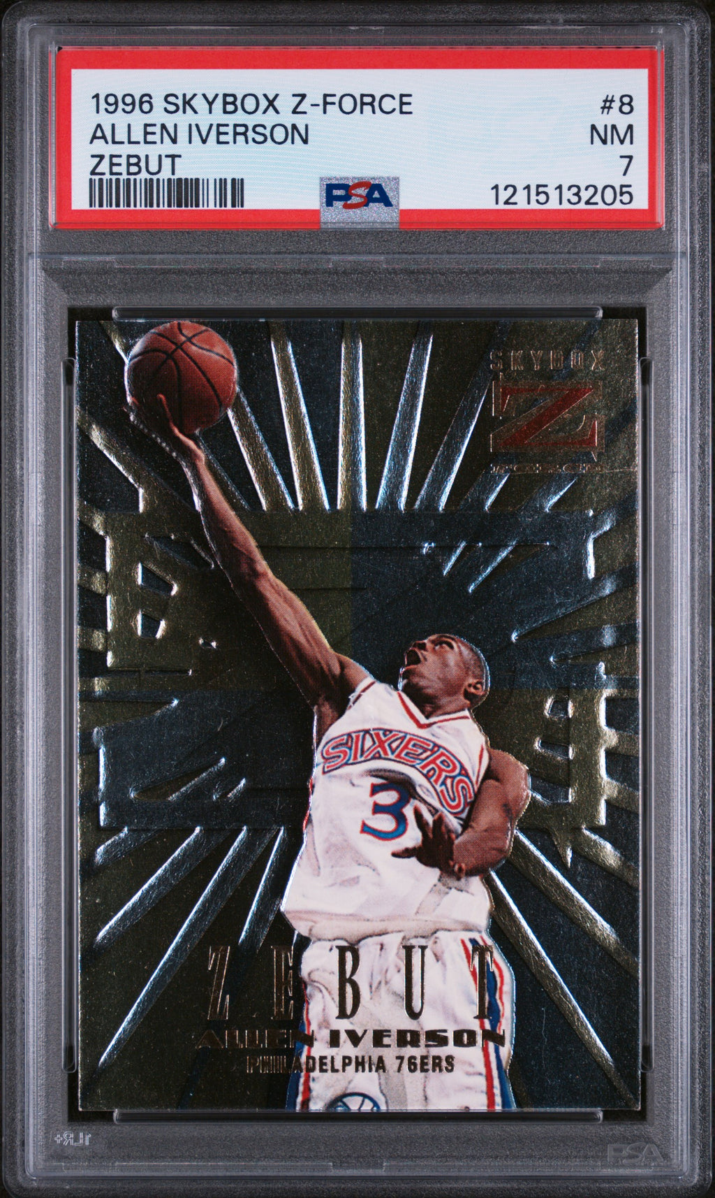1996 SkyBox Z-Force Zebut Allen Iverson #8 PSA 7 NM Rookie Year Insert 76ers