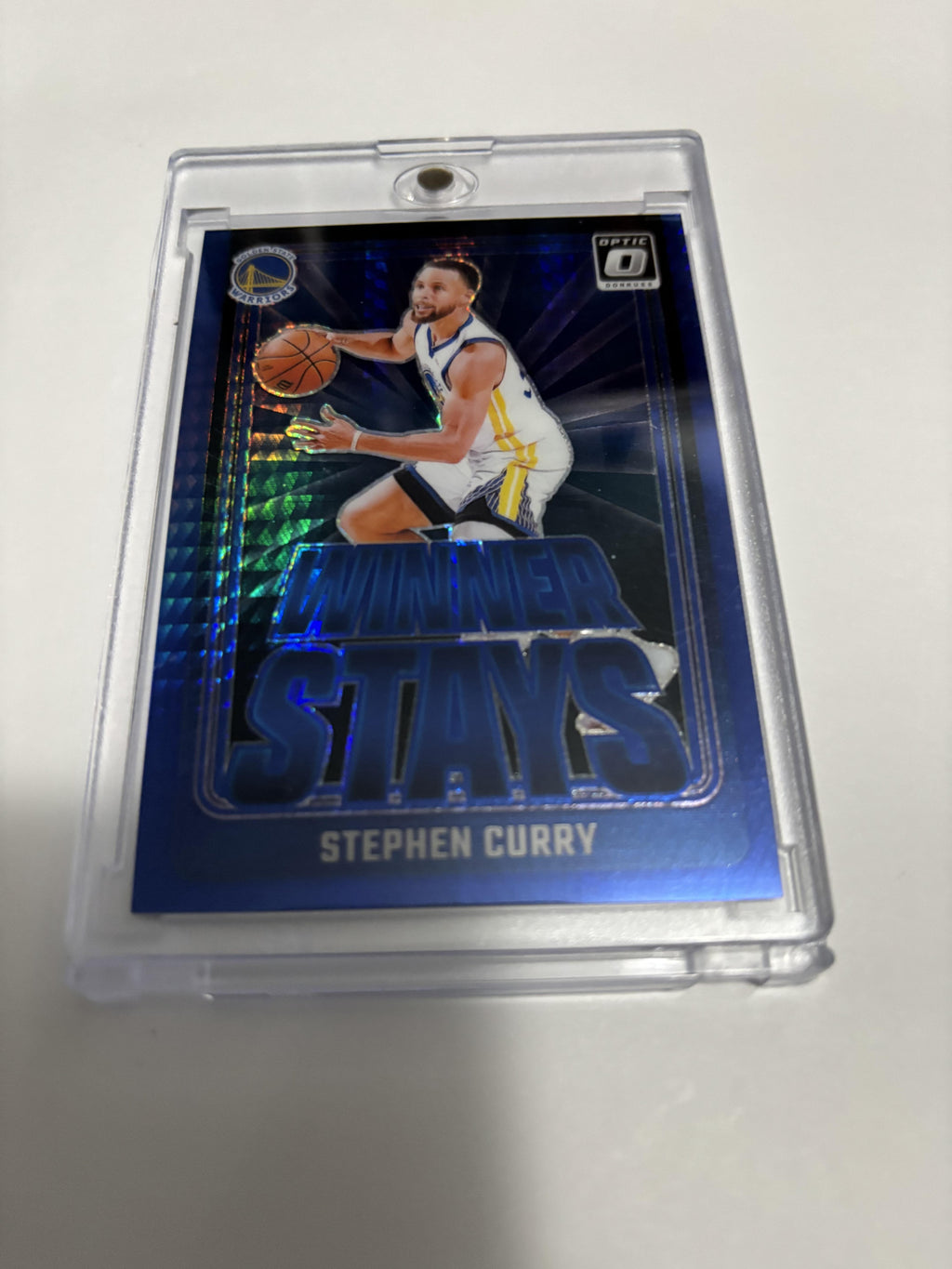 2023-24 Donruss Optic Winner Stays Stephen Curry Blue Prizm /175 Warriors #16