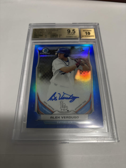 2014 Bowman Chrome Alex Verdugo Blue Refractor Rookie Auto /150 BGS 9.5 Gem Mint