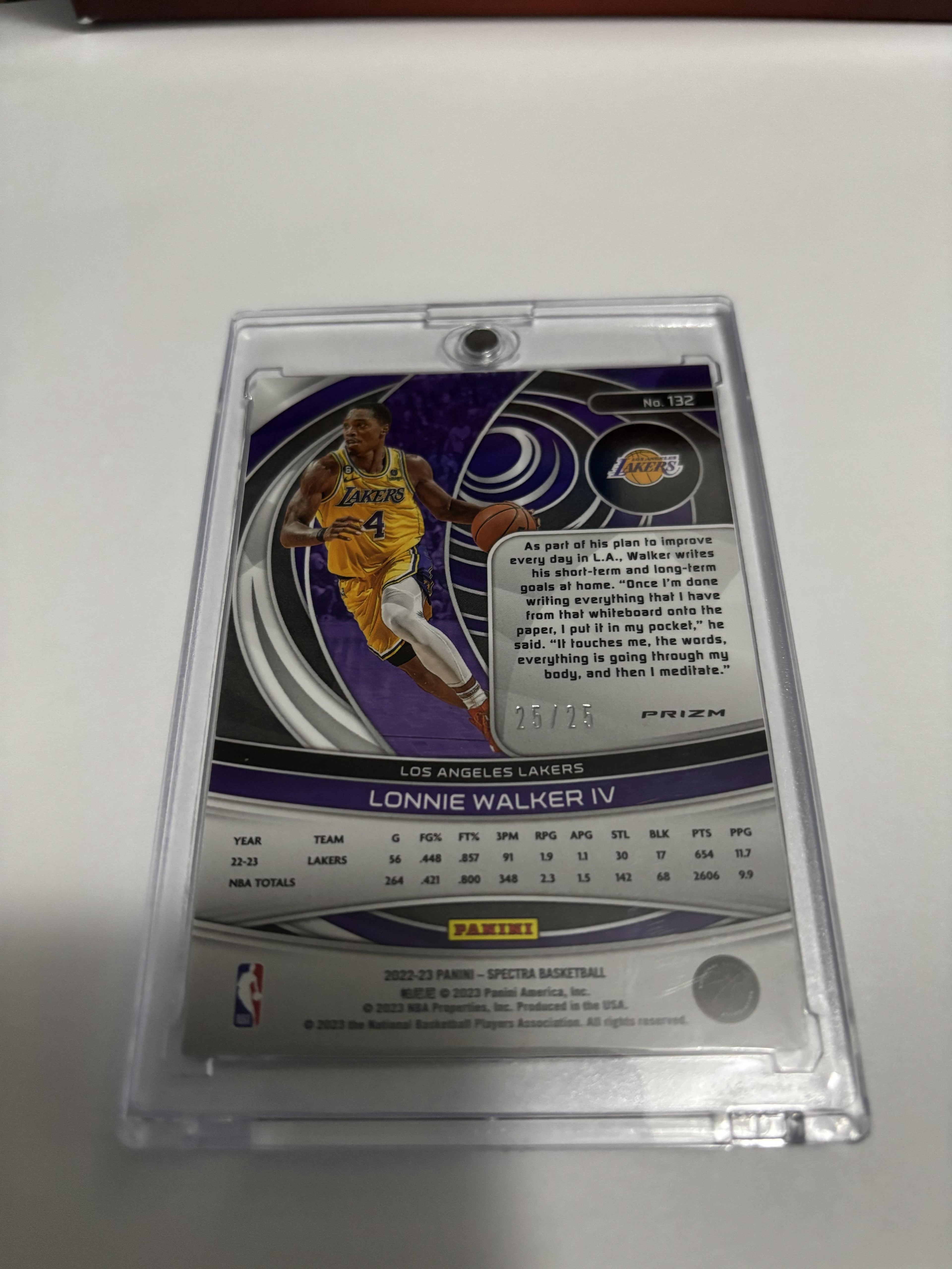 2022-23 Panini Spectra Lonnie Walker IV Meta Prizm /25 #132 Lakers SSP Rare