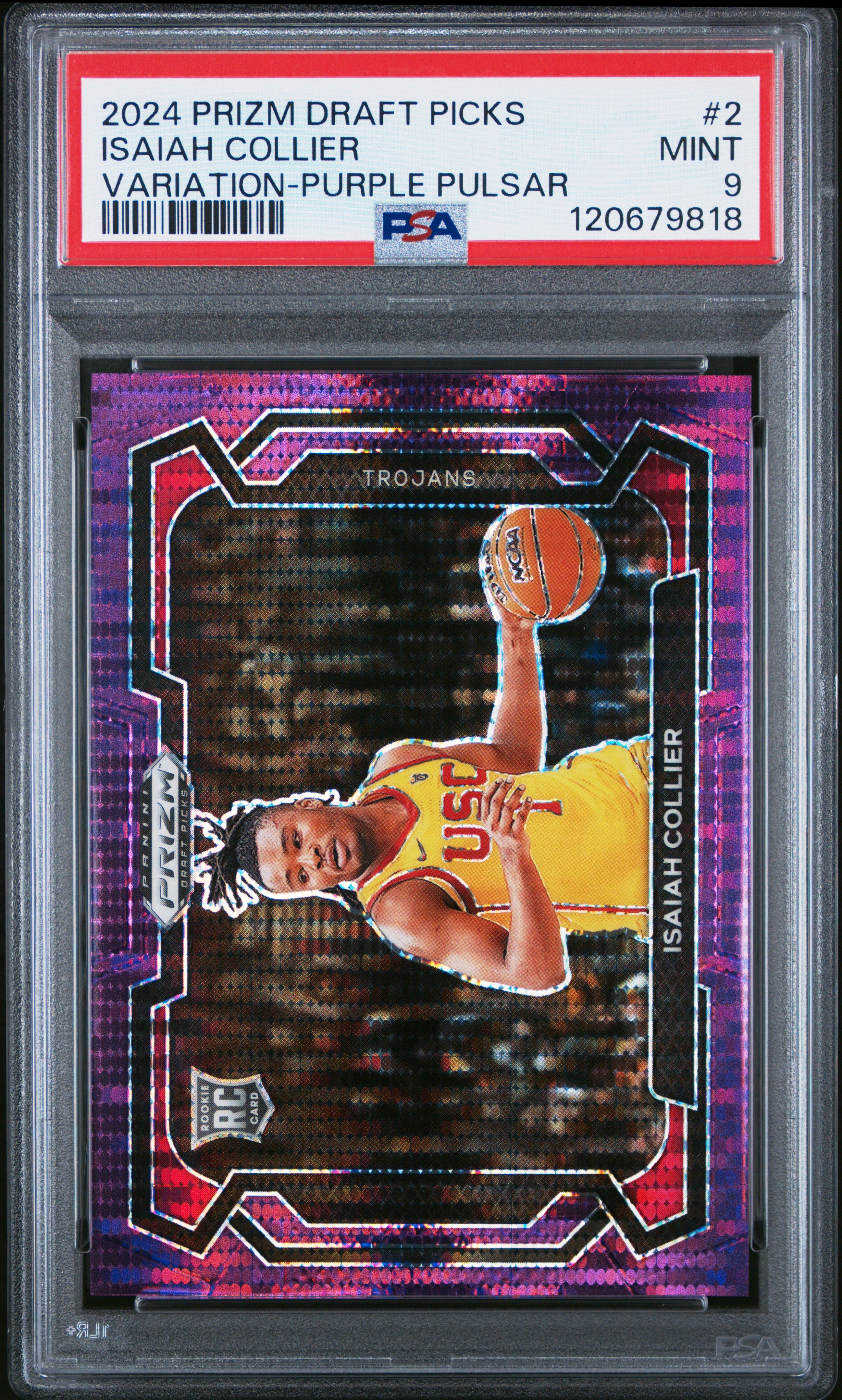 2024 Prizm Draft Picks Isaiah Collier Purple Pulsar Prizm RC /55 PSA 9 Mint USC