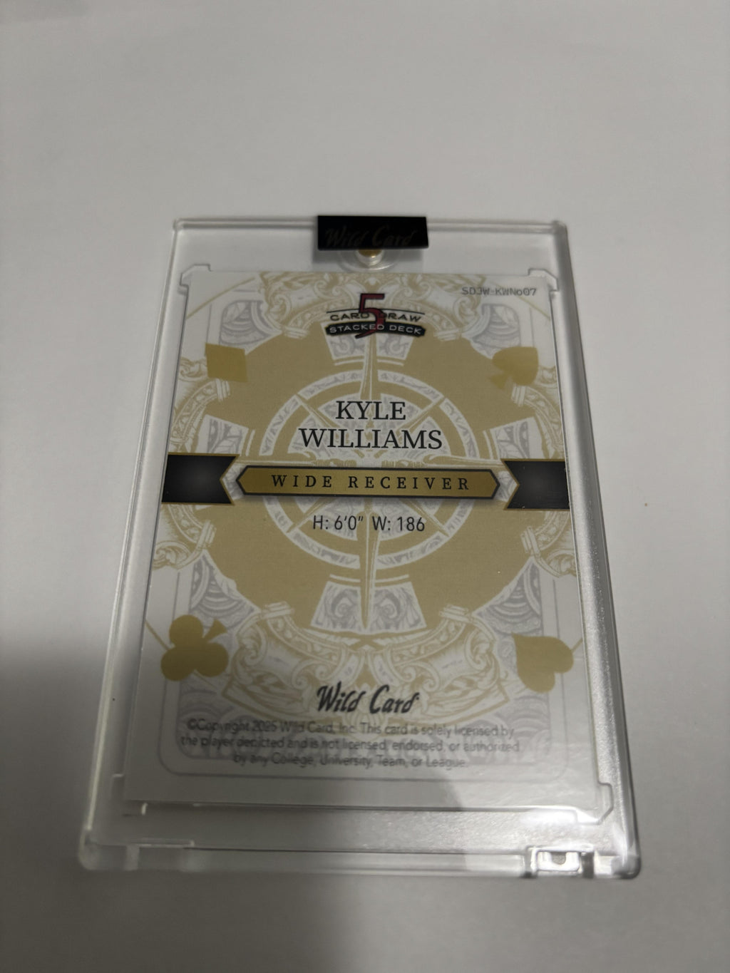 2025 Wild Card 5 Card Draw Kyle Williams Joker 1/1 One of One WR Wash State RC