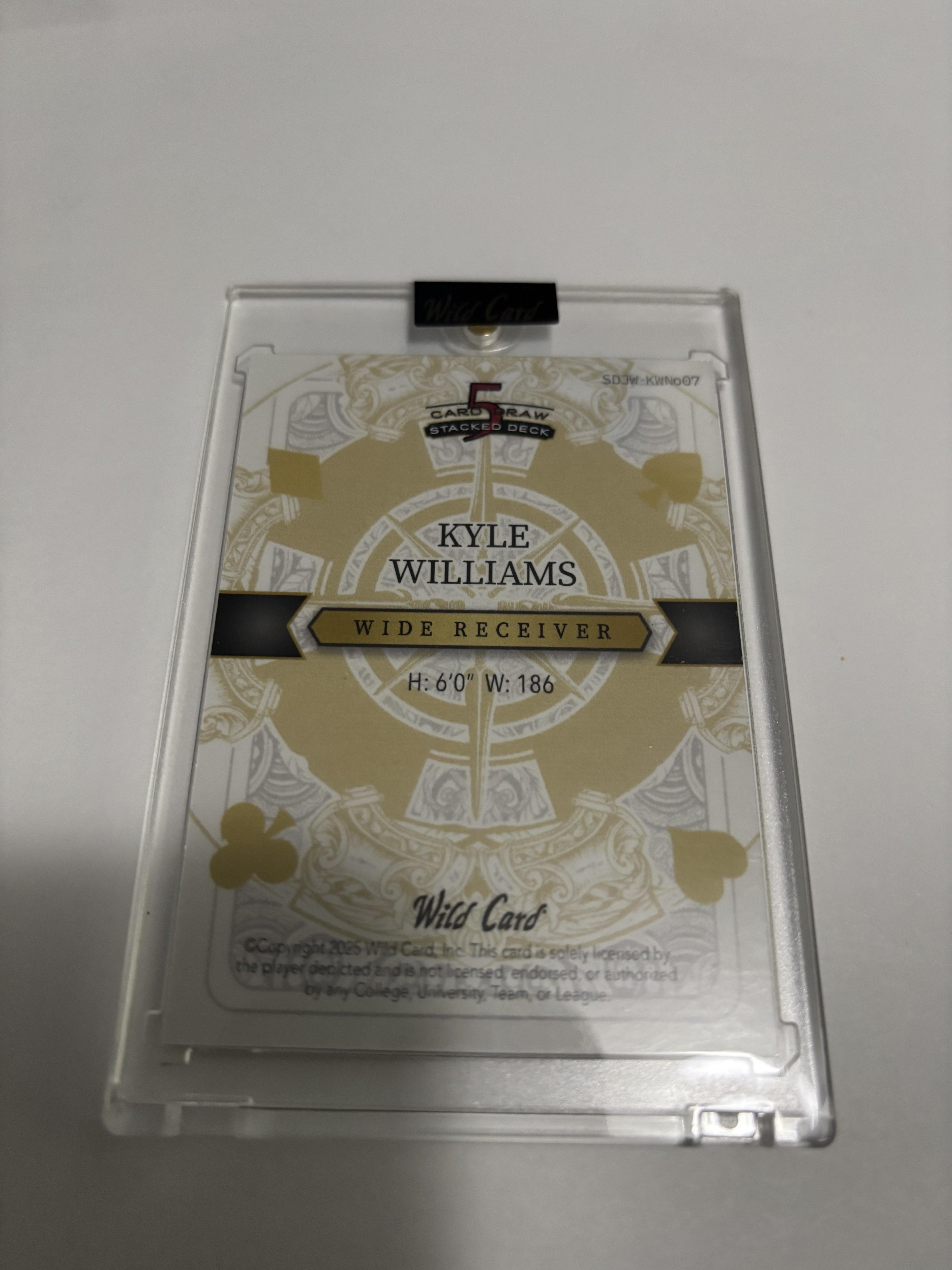 2025 Wild Card 5 Card Draw Kyle Williams Joker 1/1 One of One WR Wash State RC