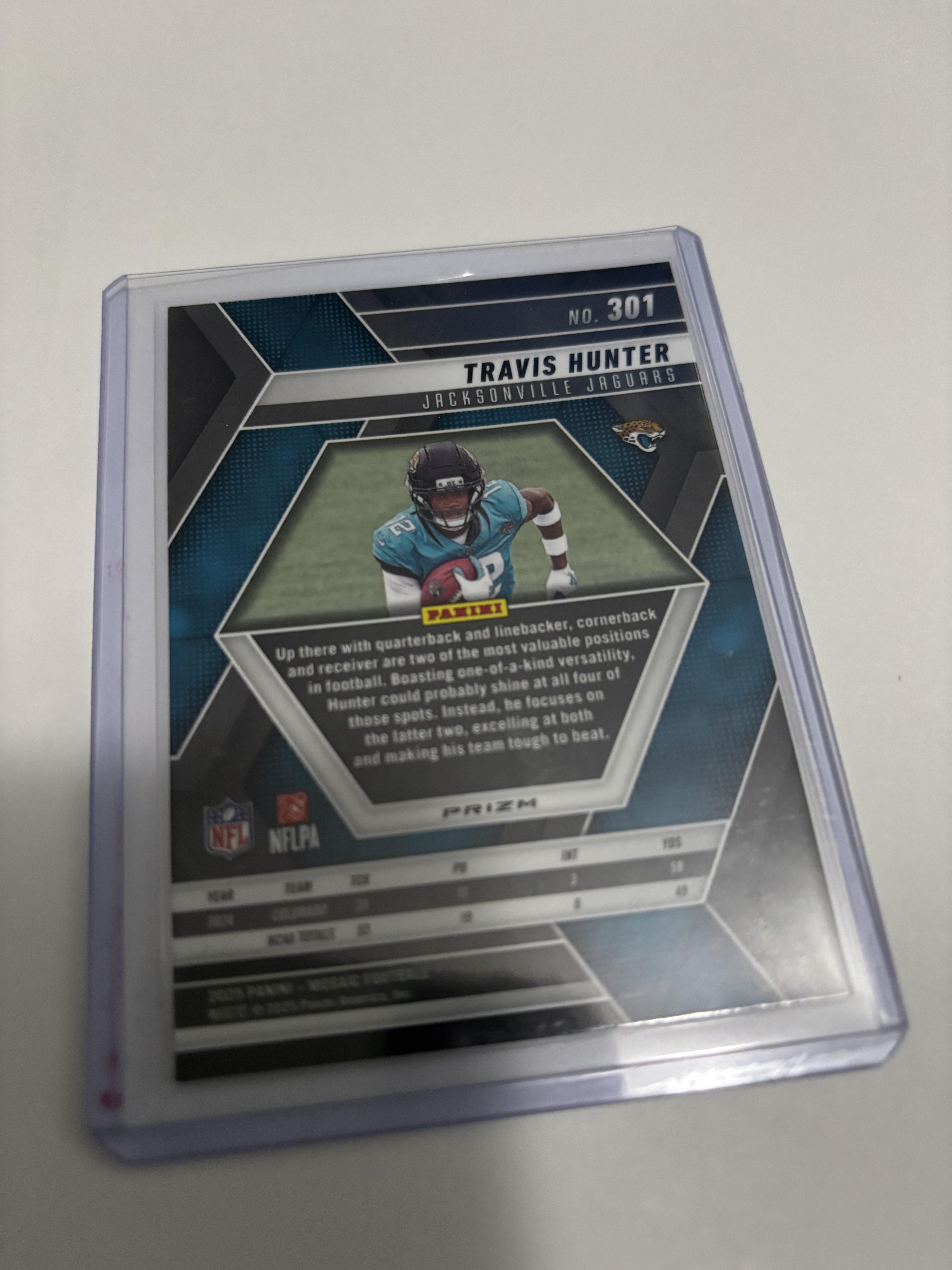 2025 Panini Mosaic Travis Hunter RC Purple Mosaic Prizm #301 Jaguars Rookie