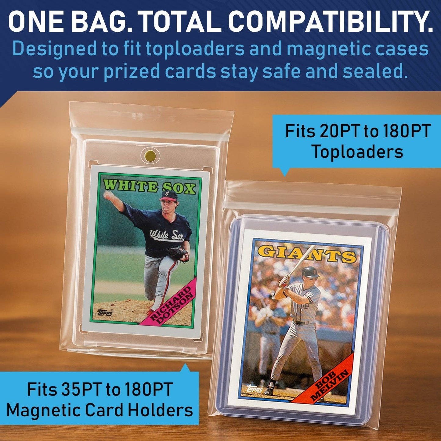 500 Pack Resealable Team Bags for Toploaders & Mags - Clear Adhesive Card Sleeves for Sports & TCG