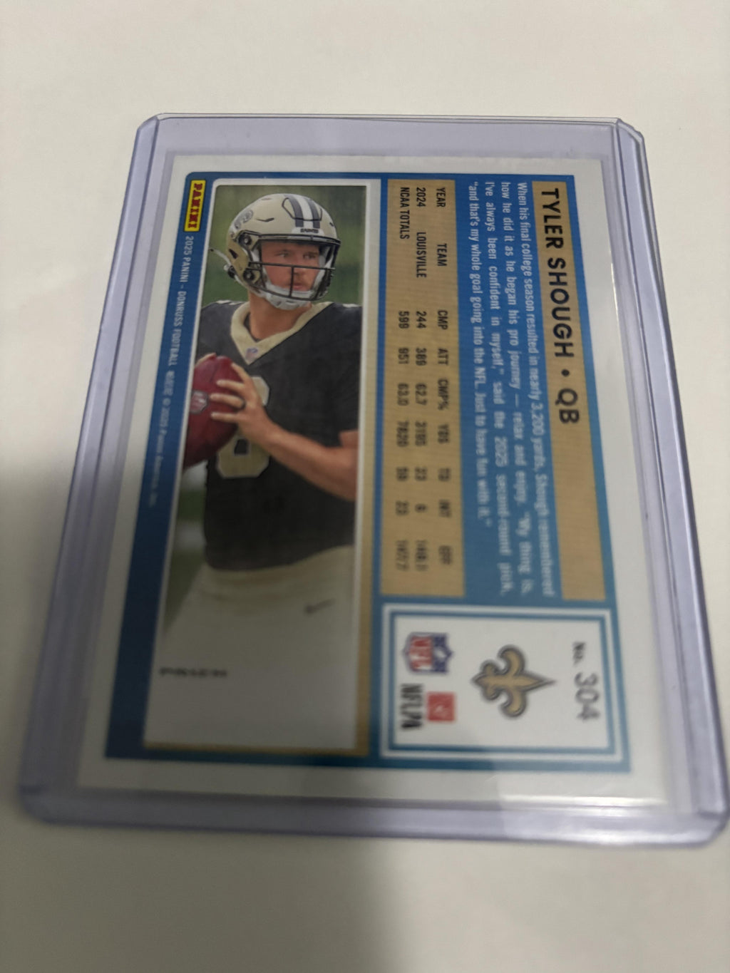 2025 Donruss Tyler Shough Rated Rookie Red Prizm Optic Preview Saints #304