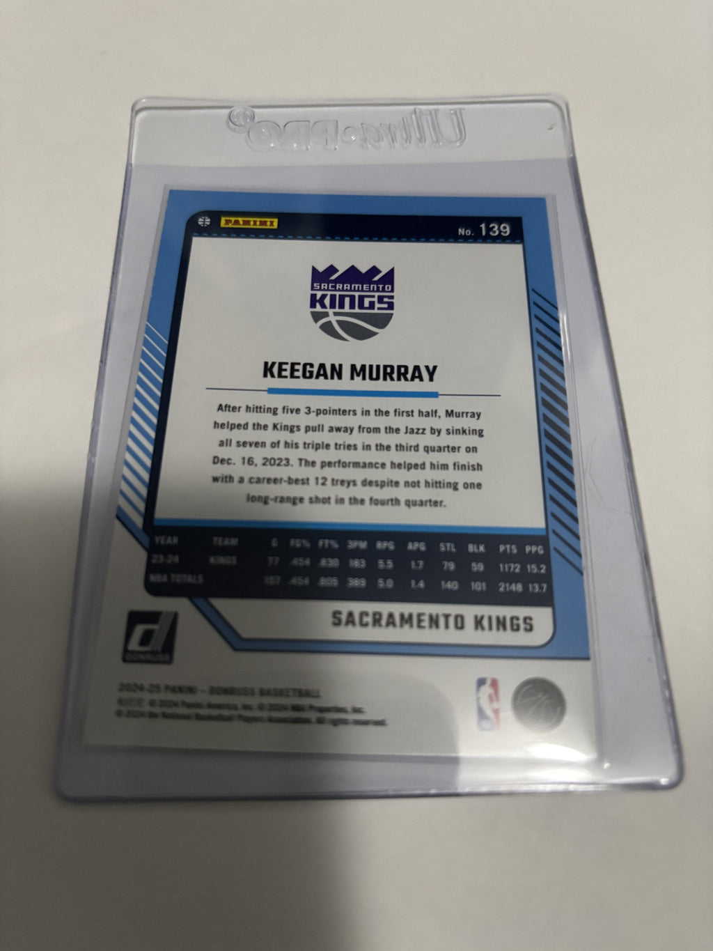 2024-25 Panini Donruss Keegan Murray #139 Green Laser Holo Prizm Kings