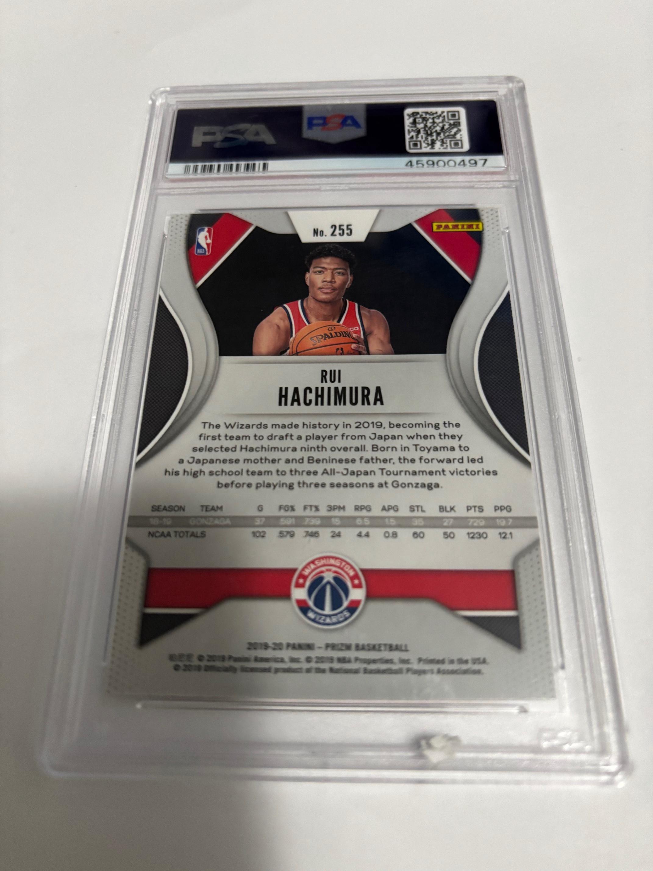 2019 Panini Prizm Rui Hachimura PSA 10 #255 Wizards RC Gem Mint Rookie