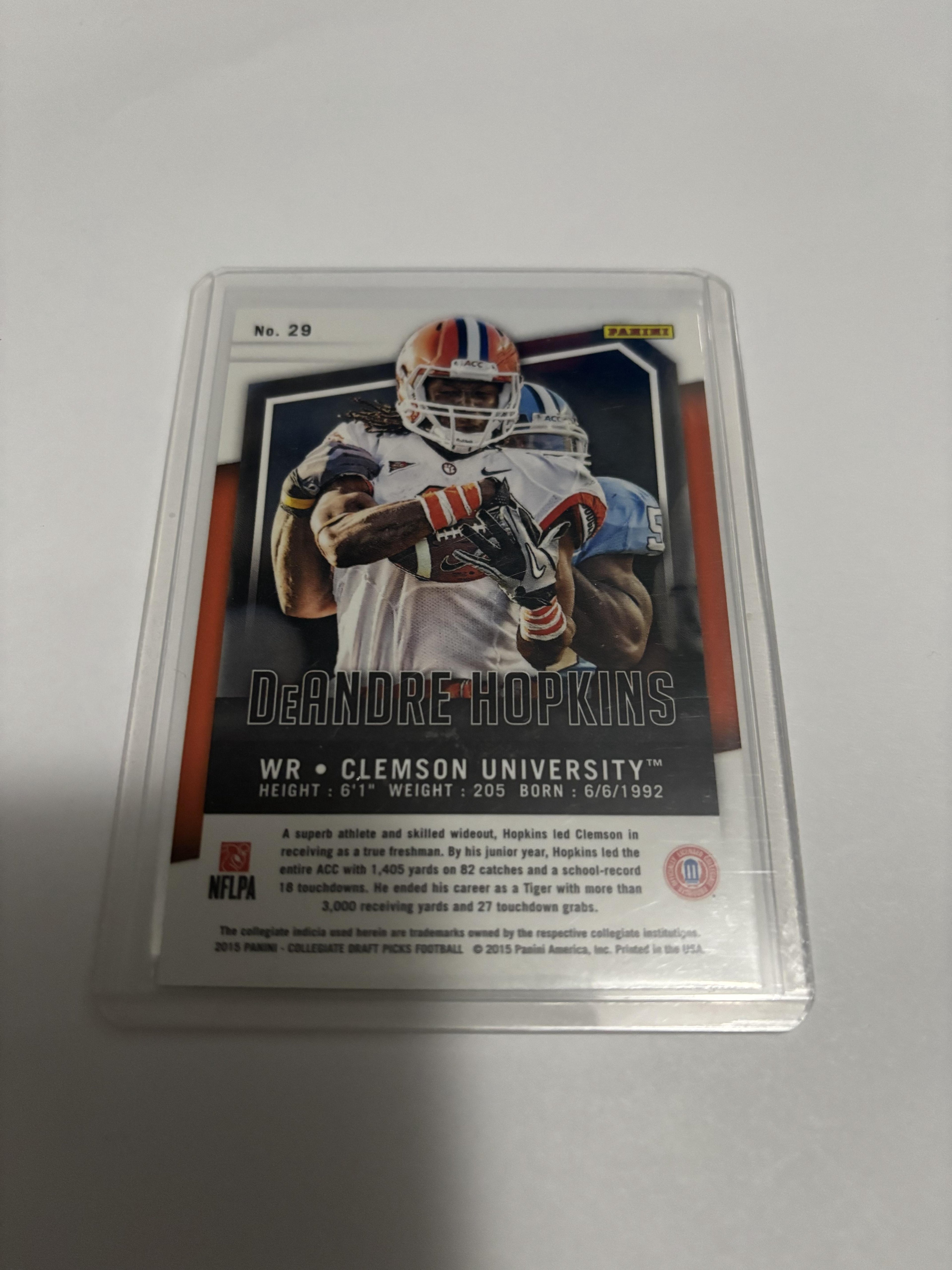 2015 Panini Prizm Draft Picks DeAndre Hopkins Silver Prizm #29 Clemson