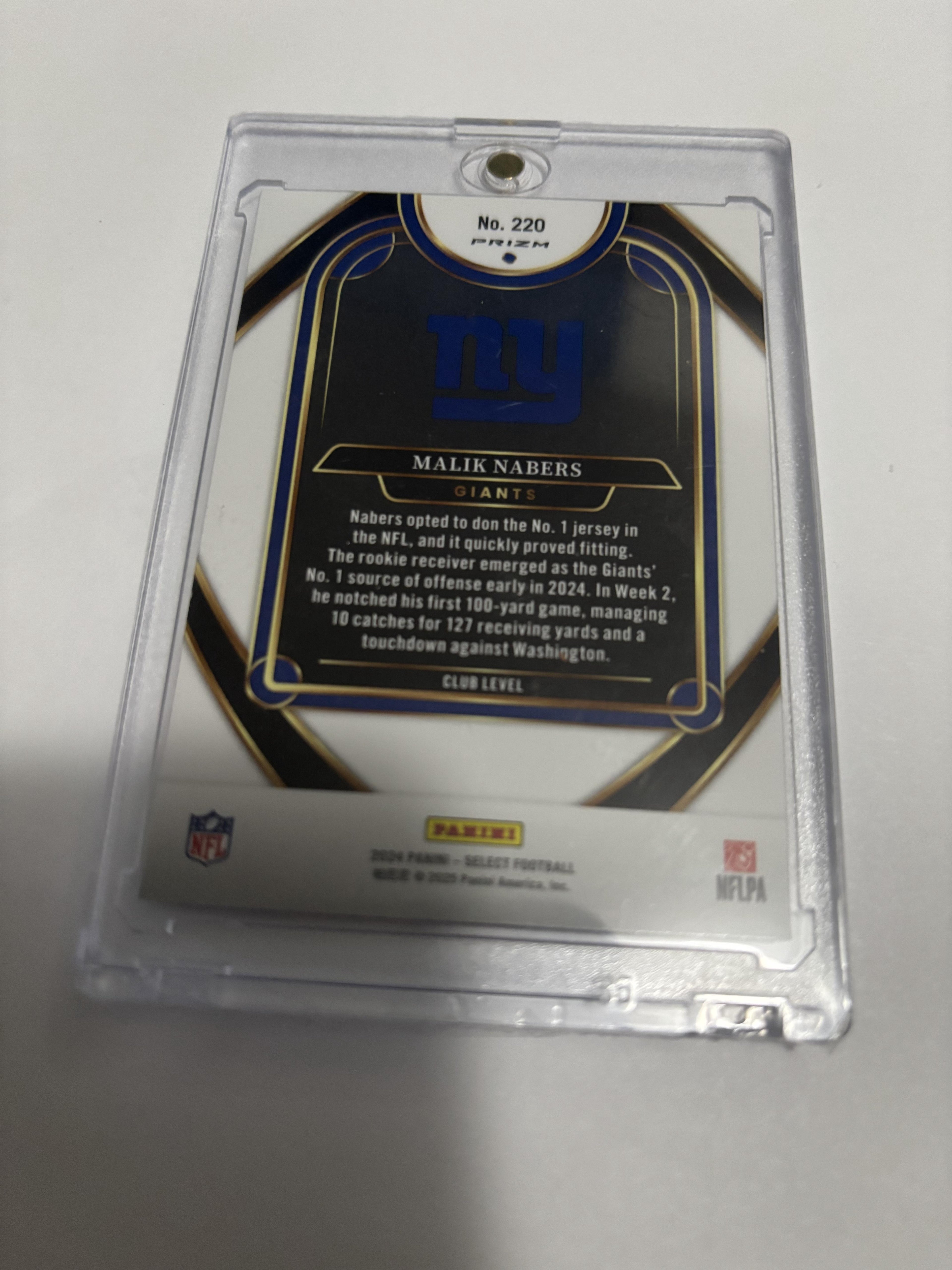 2024 Panini Select Malik Nabers RC Club Level Prizm #220 NY Giants Rookie