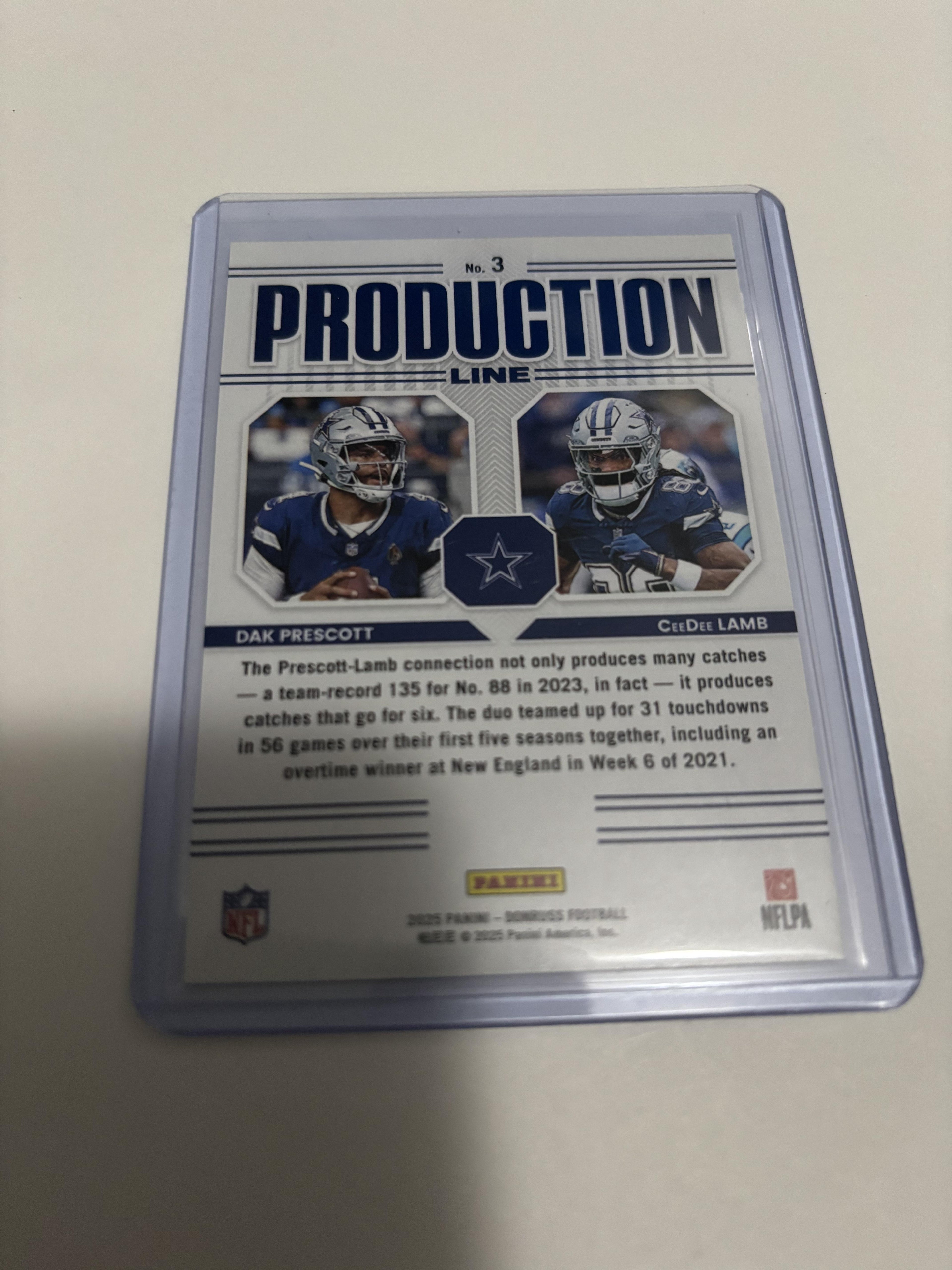 2025 Panini Donruss Dak Prescott CeeDee Lamb Production Line #3