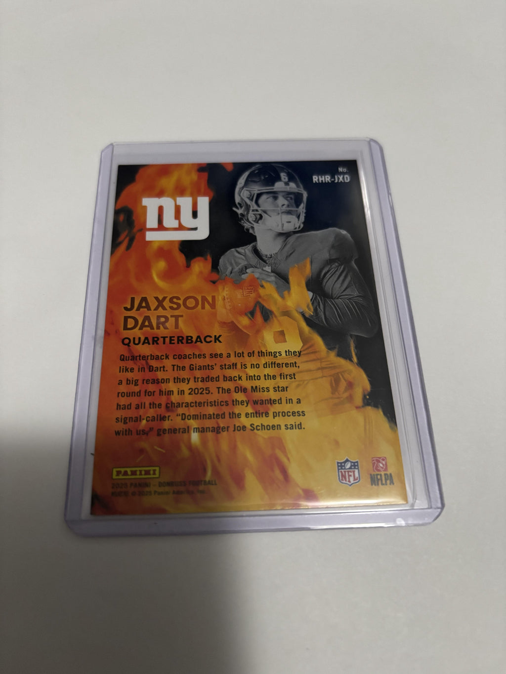 2025 Panini Donruss Jaxson Dart Red Hot Rookies #RHR-JXD NY Giants RC