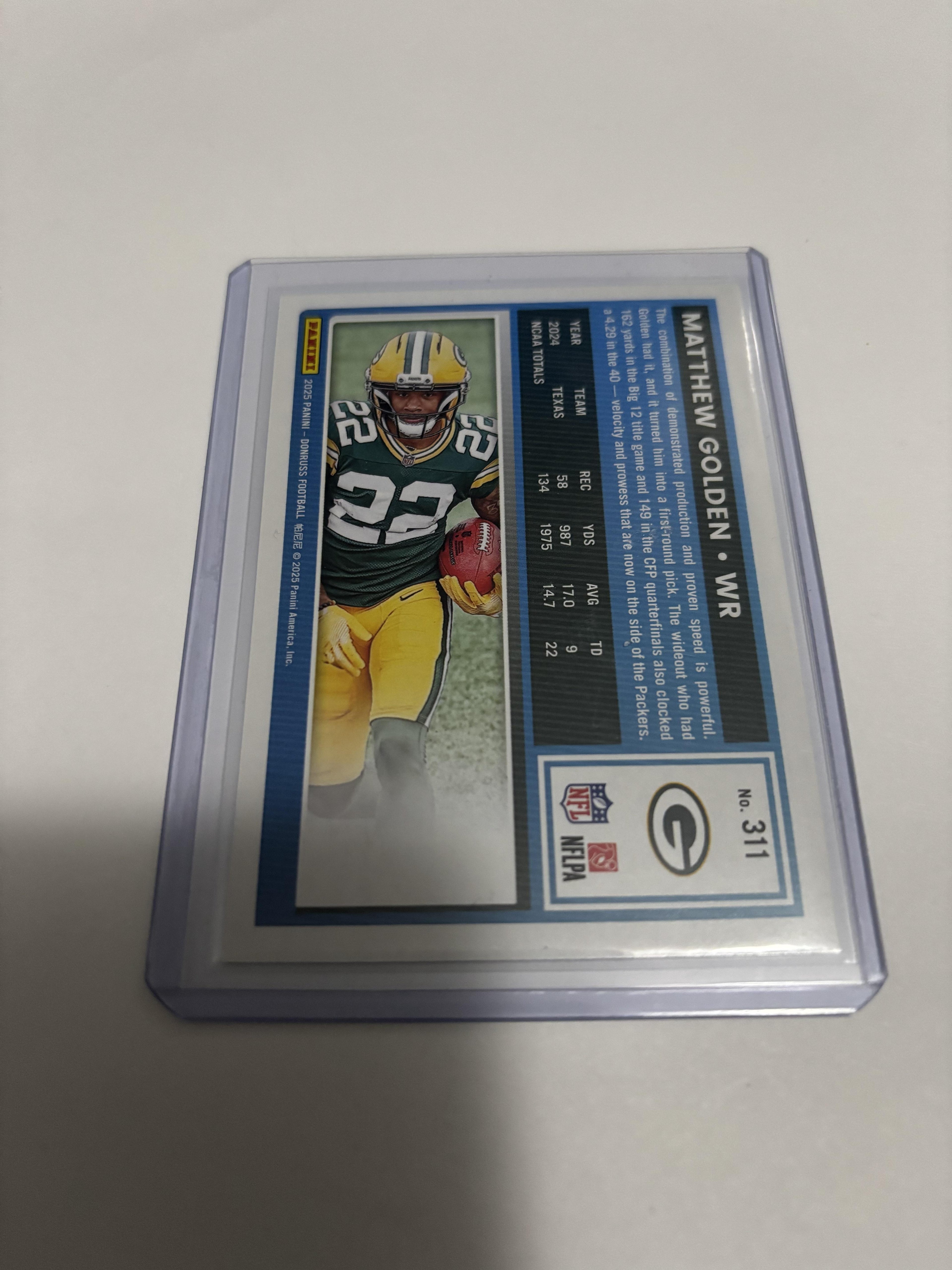 2025 Panini Donruss Matthew Golden Rated Rookie RC Packers #311