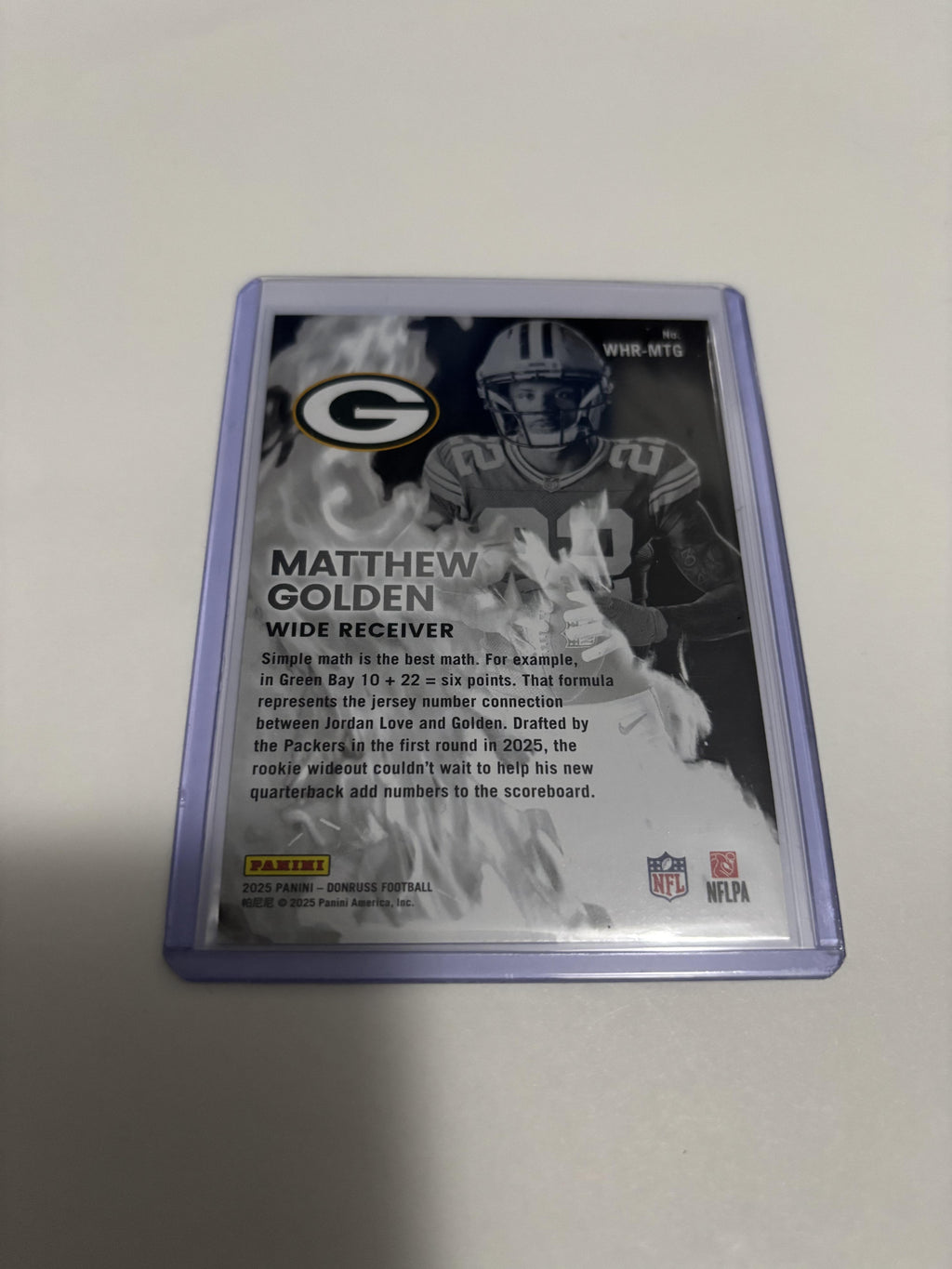 2025 Panini Donruss Matthew Golden White Hot Rookies RC Packers #WHR-MTG