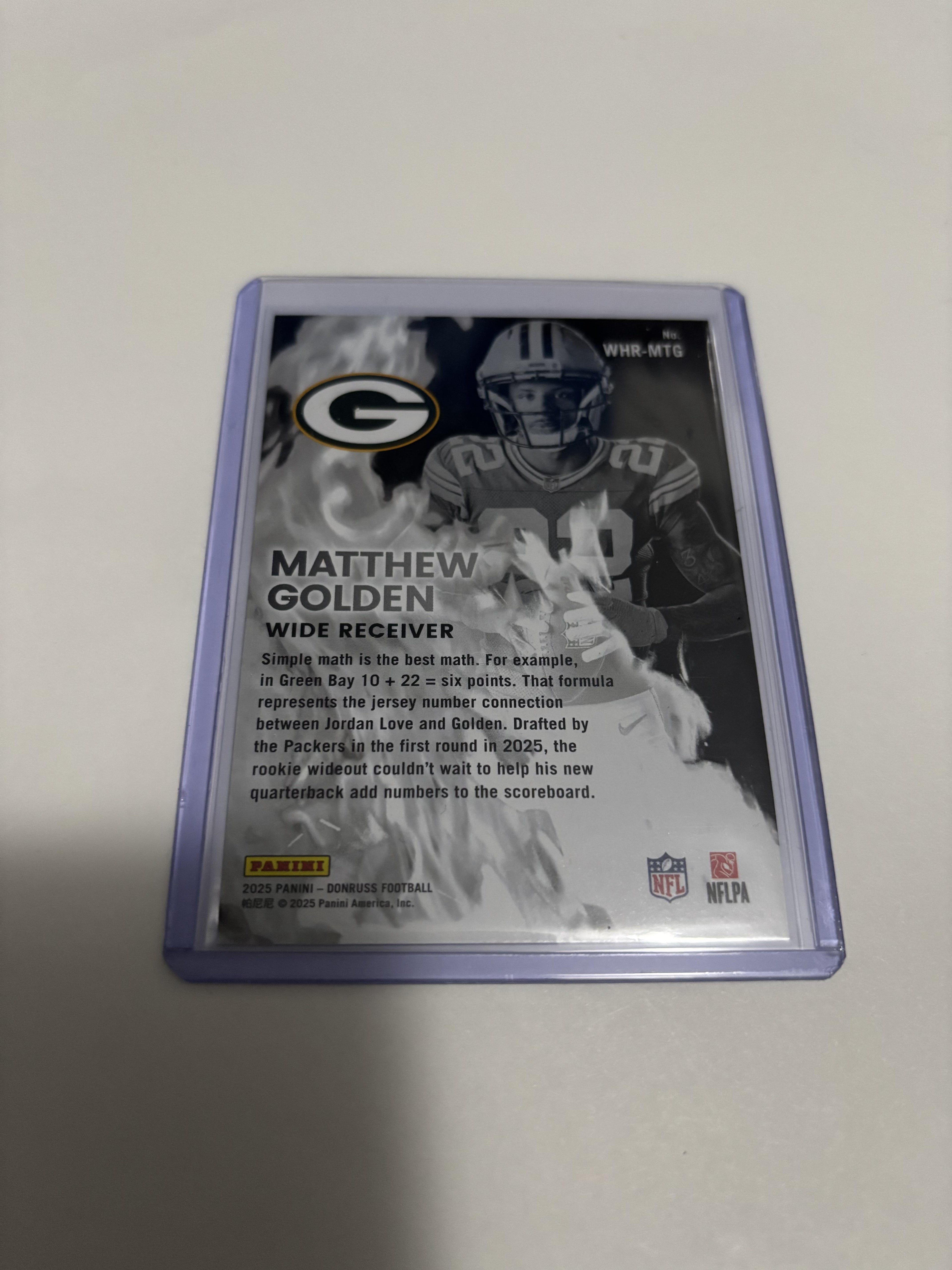 2025 Panini Donruss Matthew Golden White Hot Rookies RC Packers #WHR-MTG