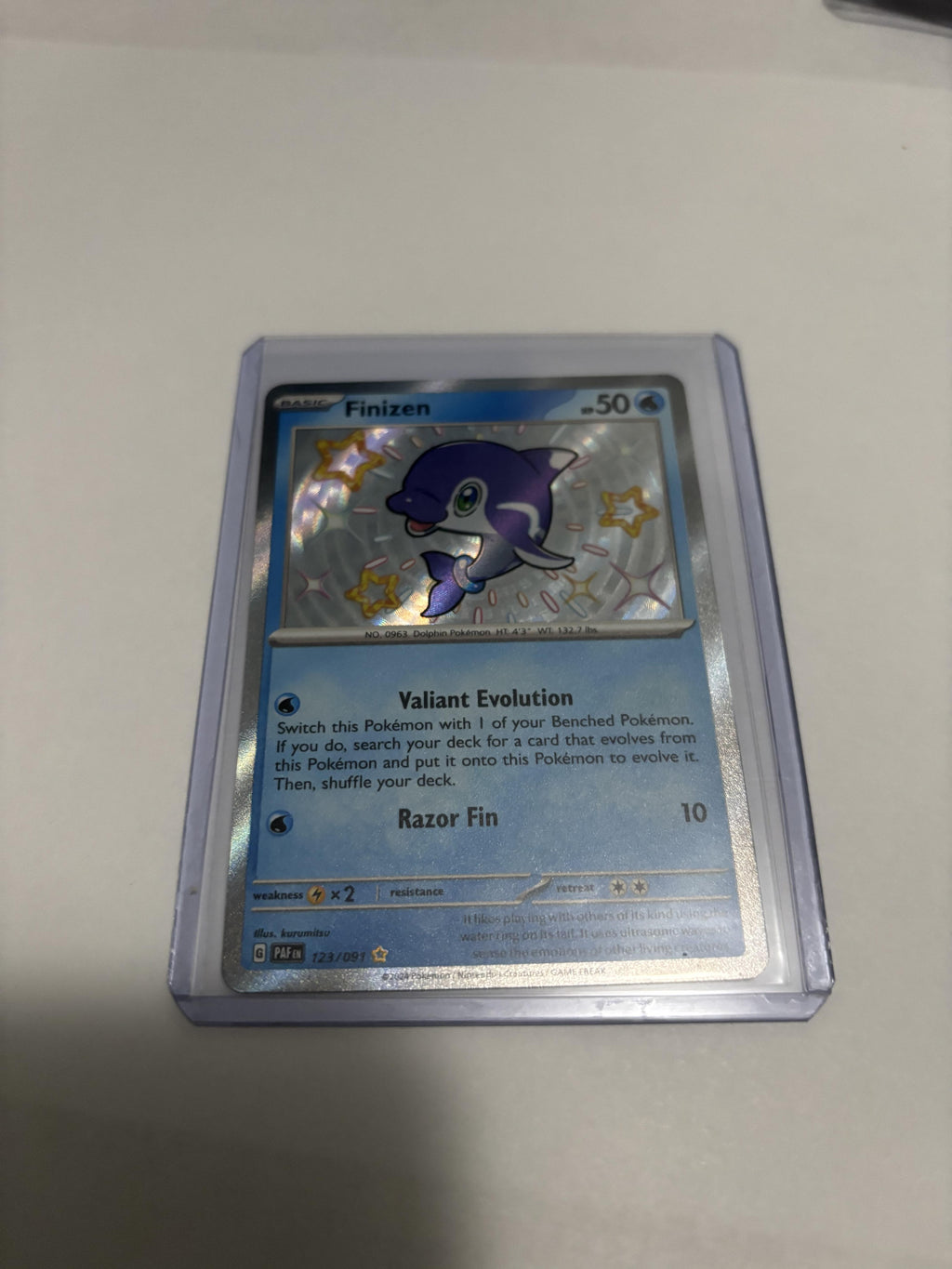 Finizen 123/091 Shiny Rare Pokémon Paldean Fates PAF Fresh Mint