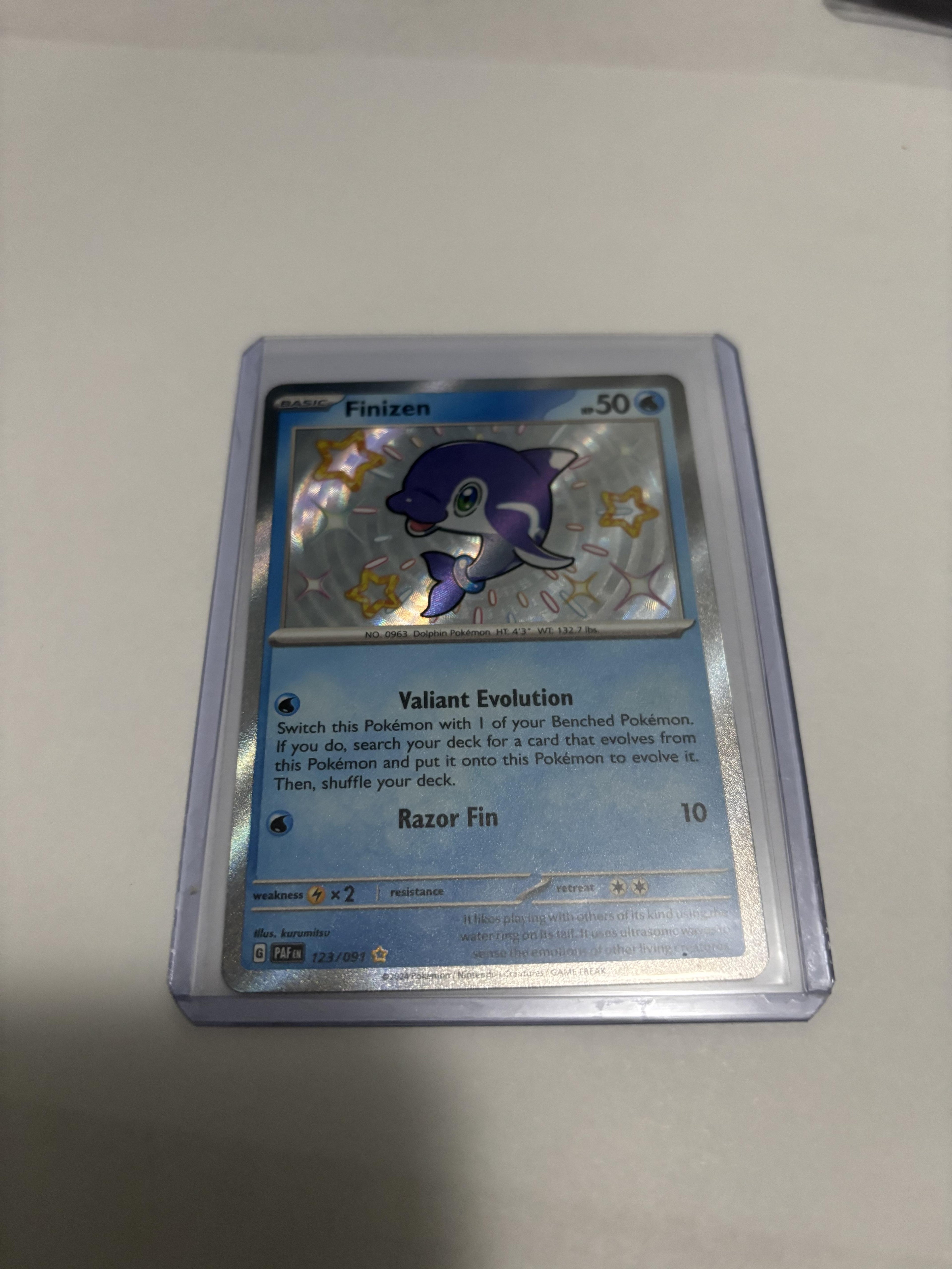 Finizen 123/091 Shiny Rare Pokémon Paldean Fates PAF Fresh Mint