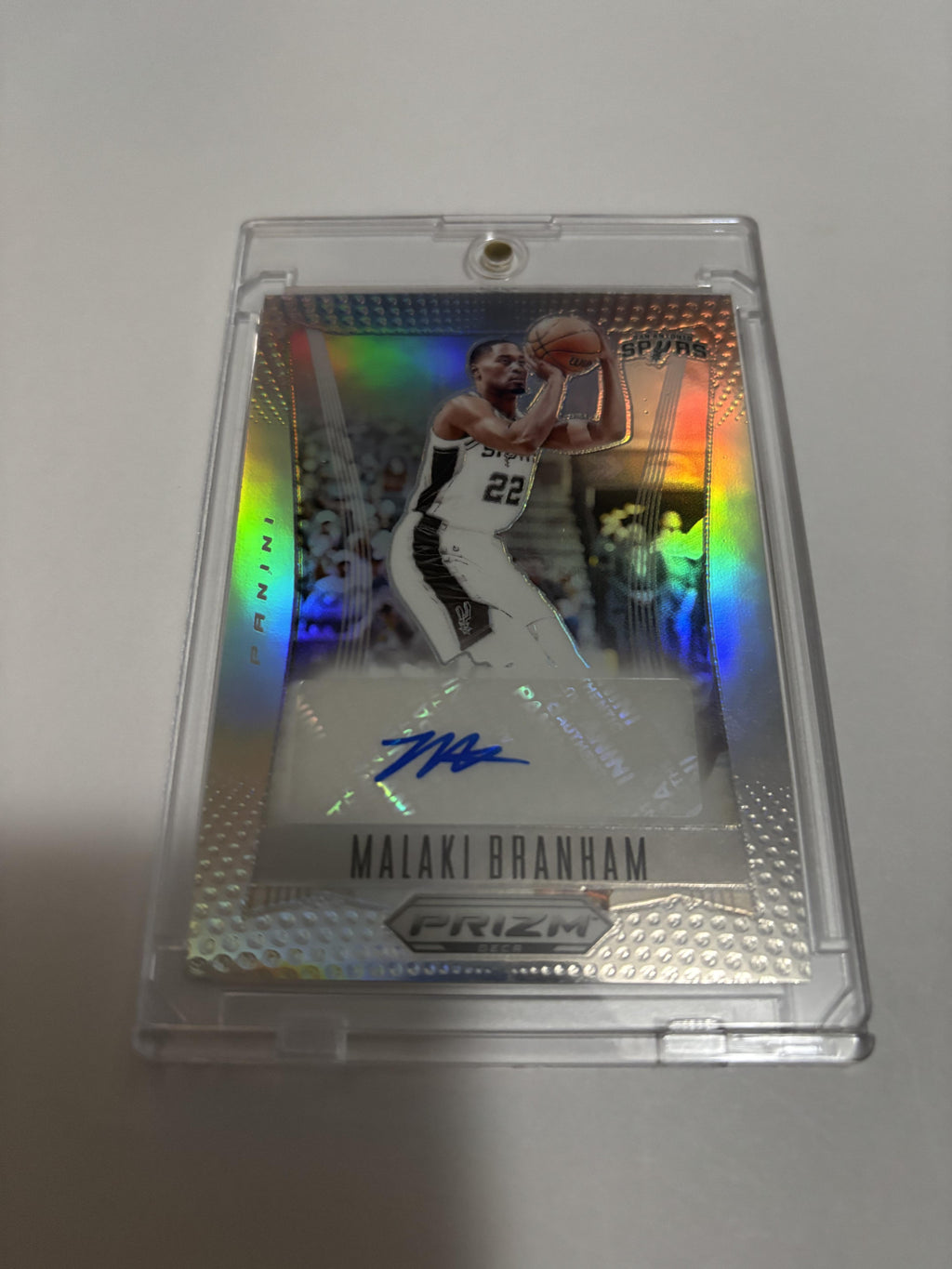 2023-24 Panini Prizm Deca Malaki Branham Silver Prizm Auto Spurs #DS-MAL