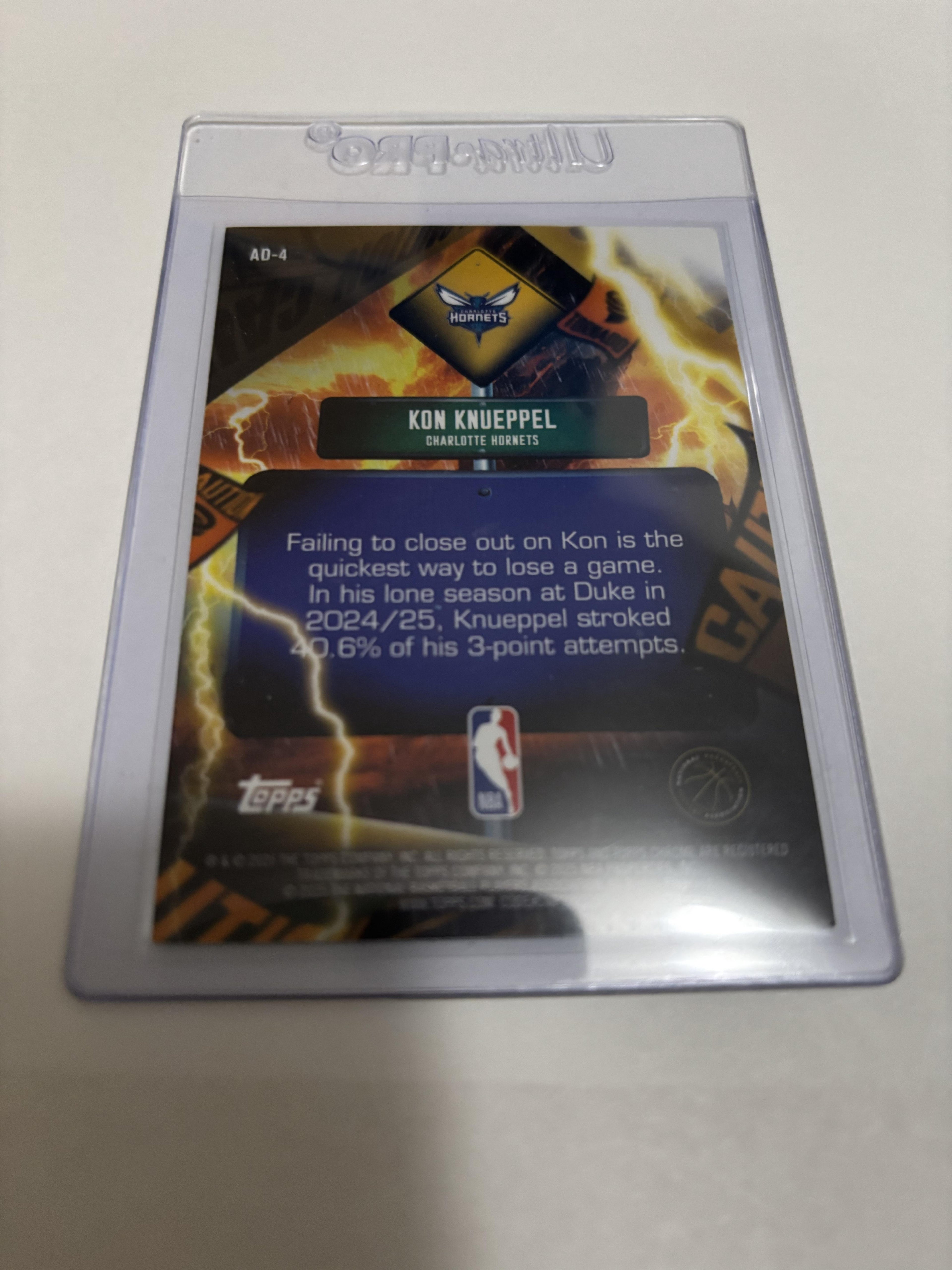 2025 Topps Chrome Kon Knueppel RC Caution Rookie #AD-4 Charlotte Hornets