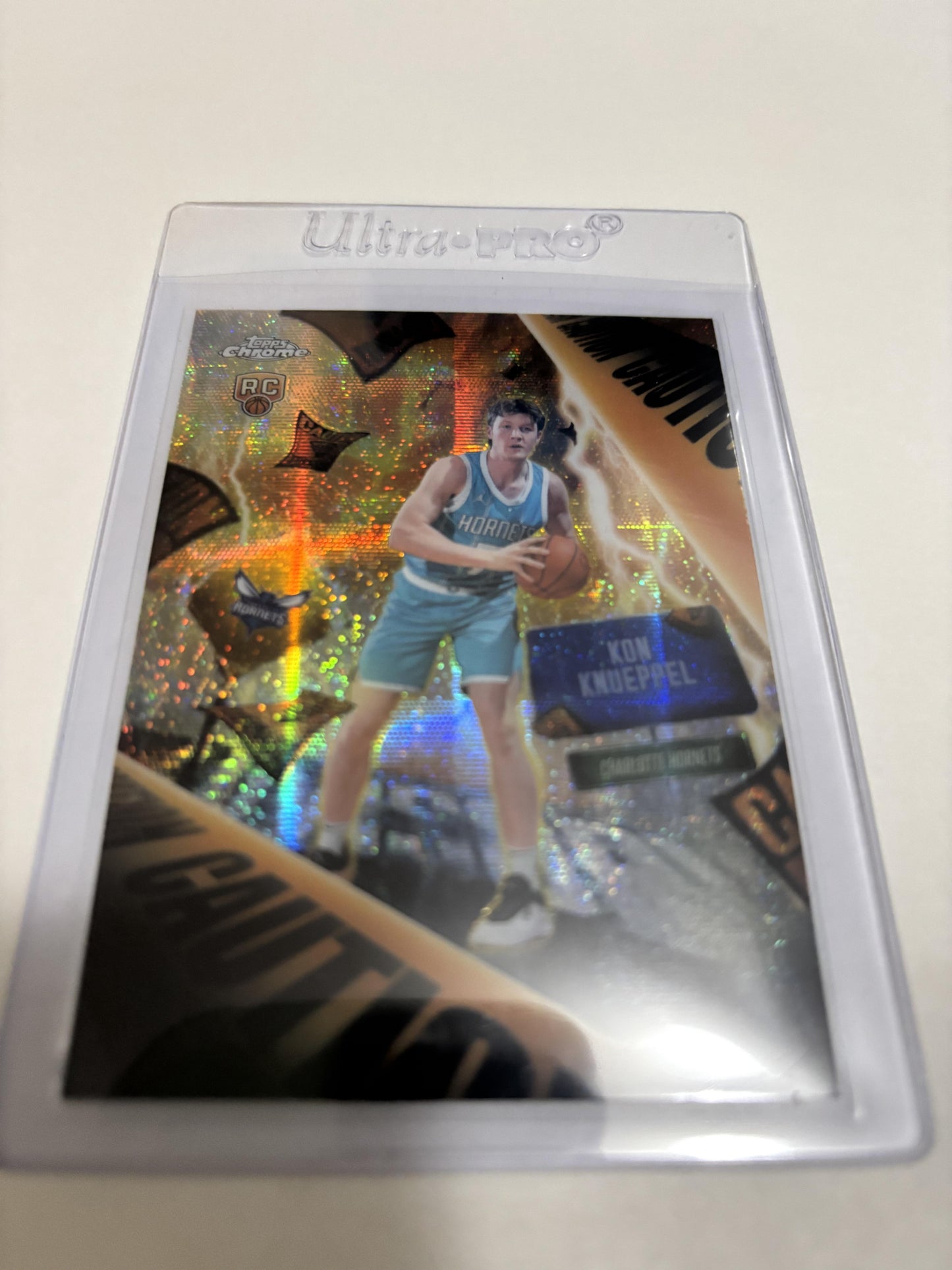 2025 Topps Chrome Kon Knueppel RC Caution Rookie #AD-4 Charlotte Hornets