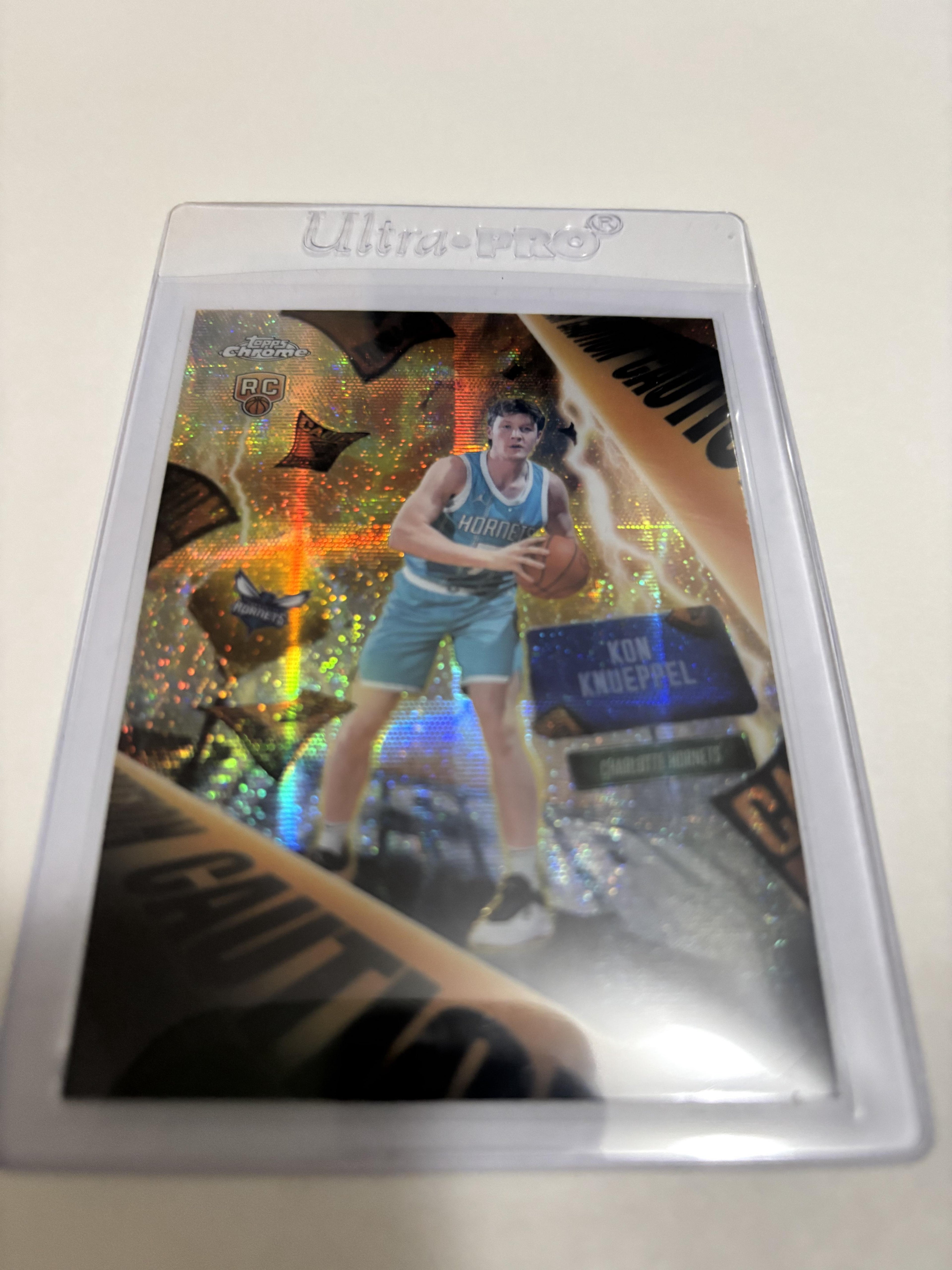 2025 Topps Chrome Kon Knueppel RC Caution Rookie #AD-4 Charlotte Hornets