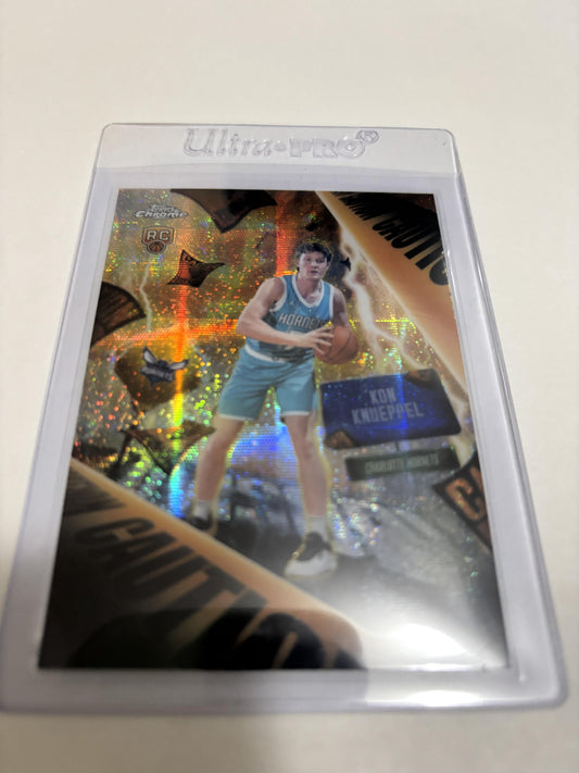 2025 Topps Chrome Kon Knueppel RC Caution Rookie #AD-4 Charlotte Hornets