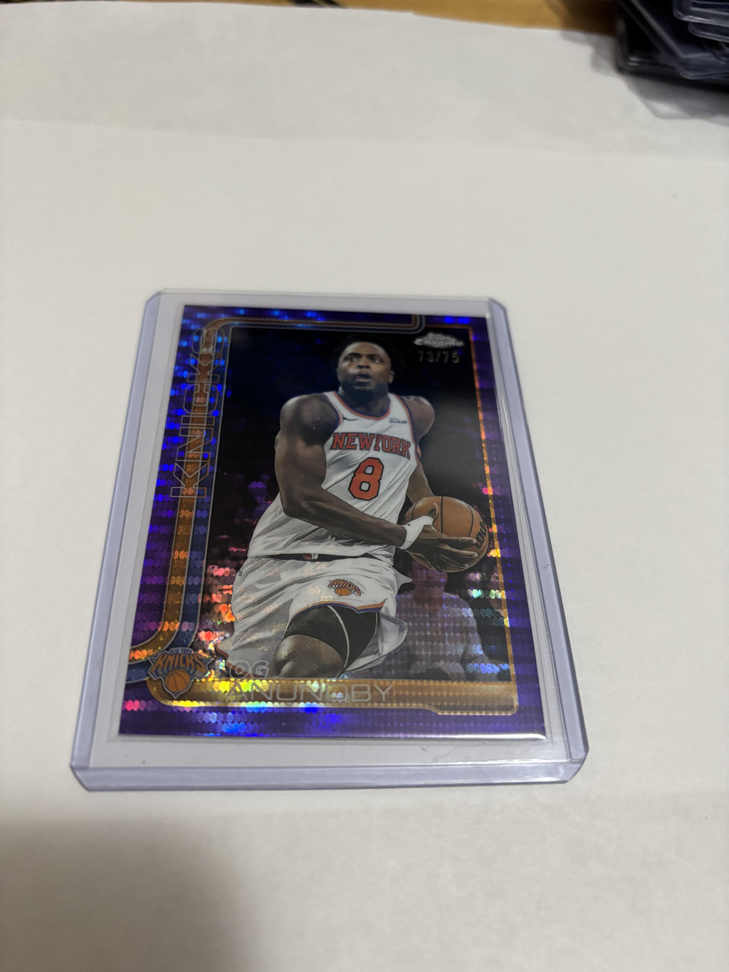 2025-26 Topps Chrome OG Anunoby Purple Wave /75 #131 New York Knicks