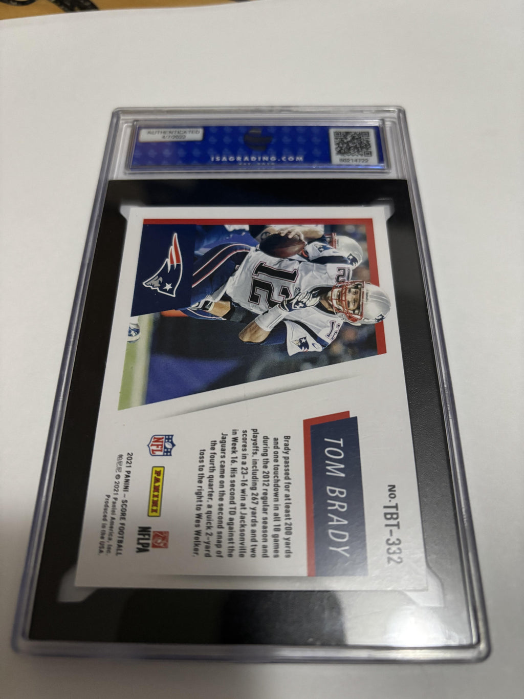 021 Panini Score Tom Brady TD Tribute #TBT-332 ISA 9 MINT Patriots GOAT