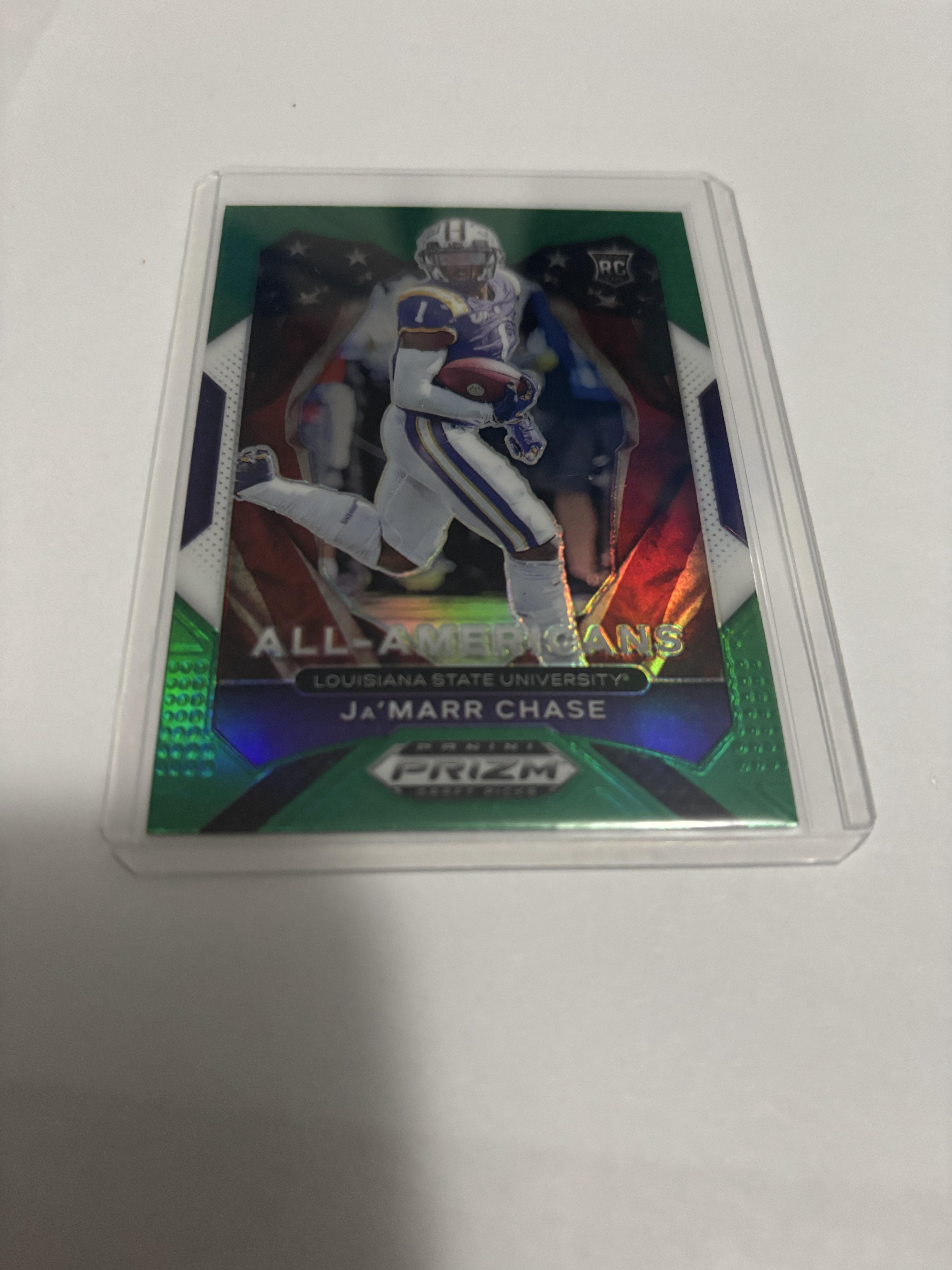 2021 Panini Prizm Draft Ja'Marr Chase RC #185 LSU Green All-Americans Prizm