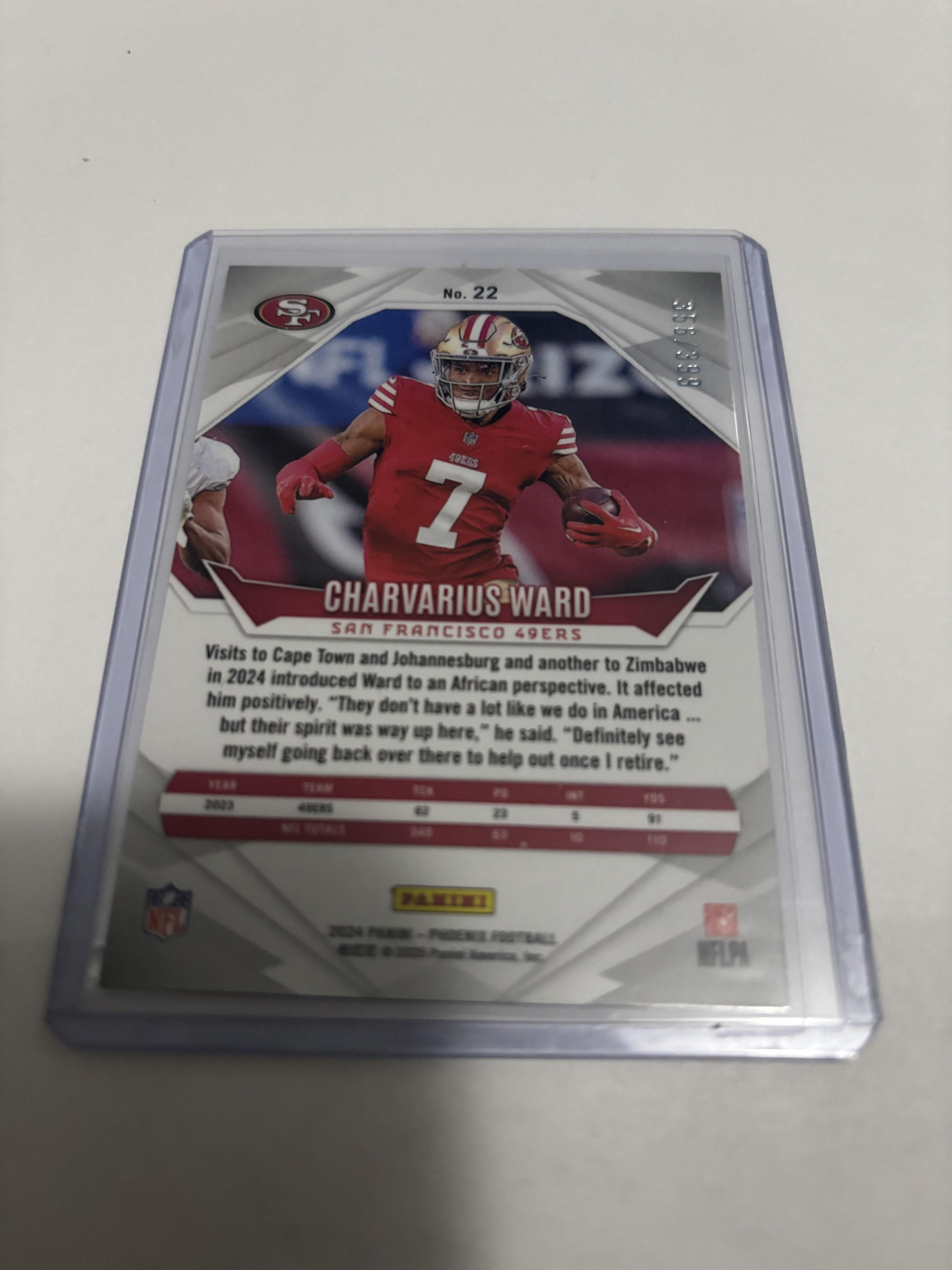 2024 Panini Phoenix Charvarius Ward #22 49ers Team Helmet Prizm Refractor /399