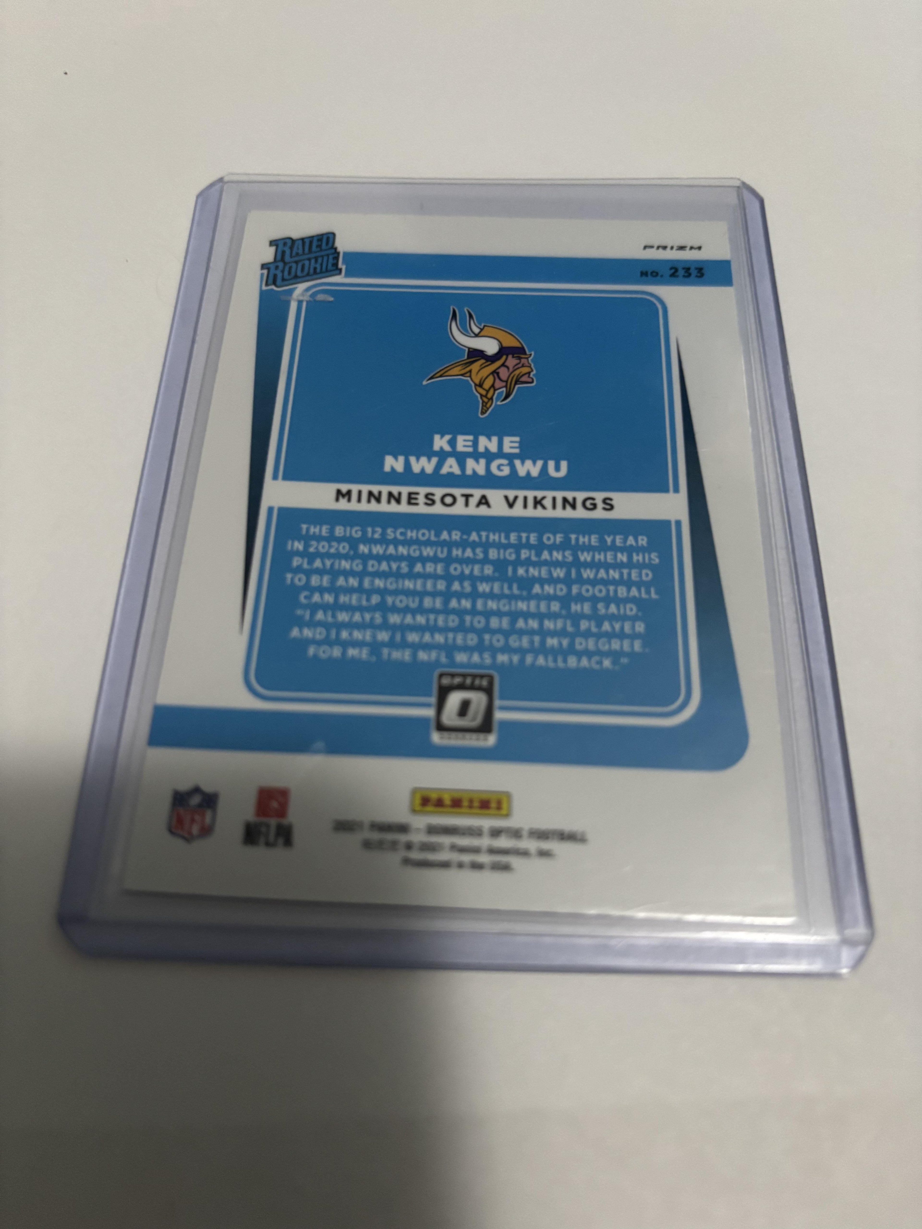 2021 Panini Donruss Optic Kene Nwangwu RC #233 Vikings Silver Holo Prizm
